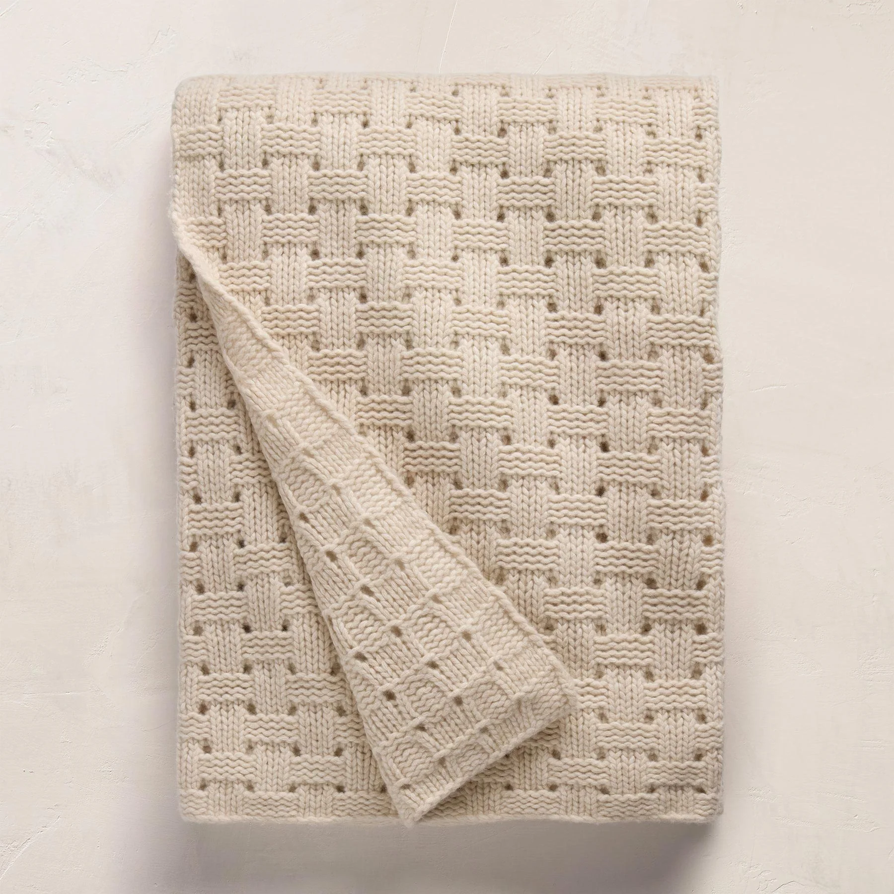 2 Tone Basket Weave Blanket - Chalk/Eco Alabaster - Image 2