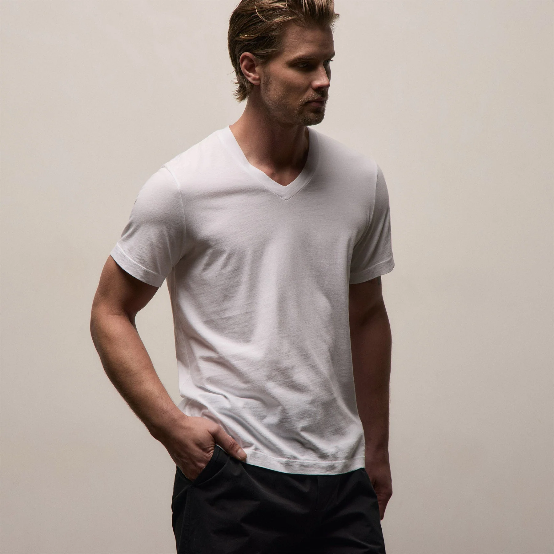 3 Pack Short Sleeve V Neck - White - Image 3