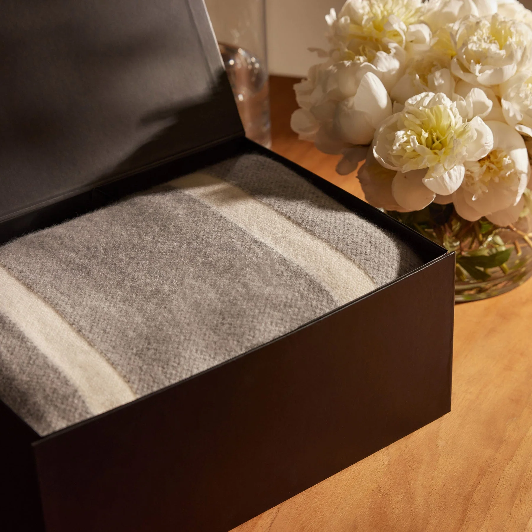 Baja Cashmere Blanket Gift Box - Ivory/Flannel - Image 2