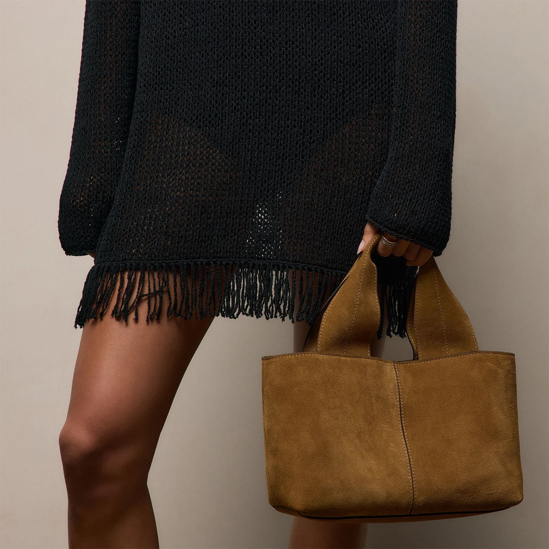 Baja Fringe Cotton Linen Tunic - Black - Image 3