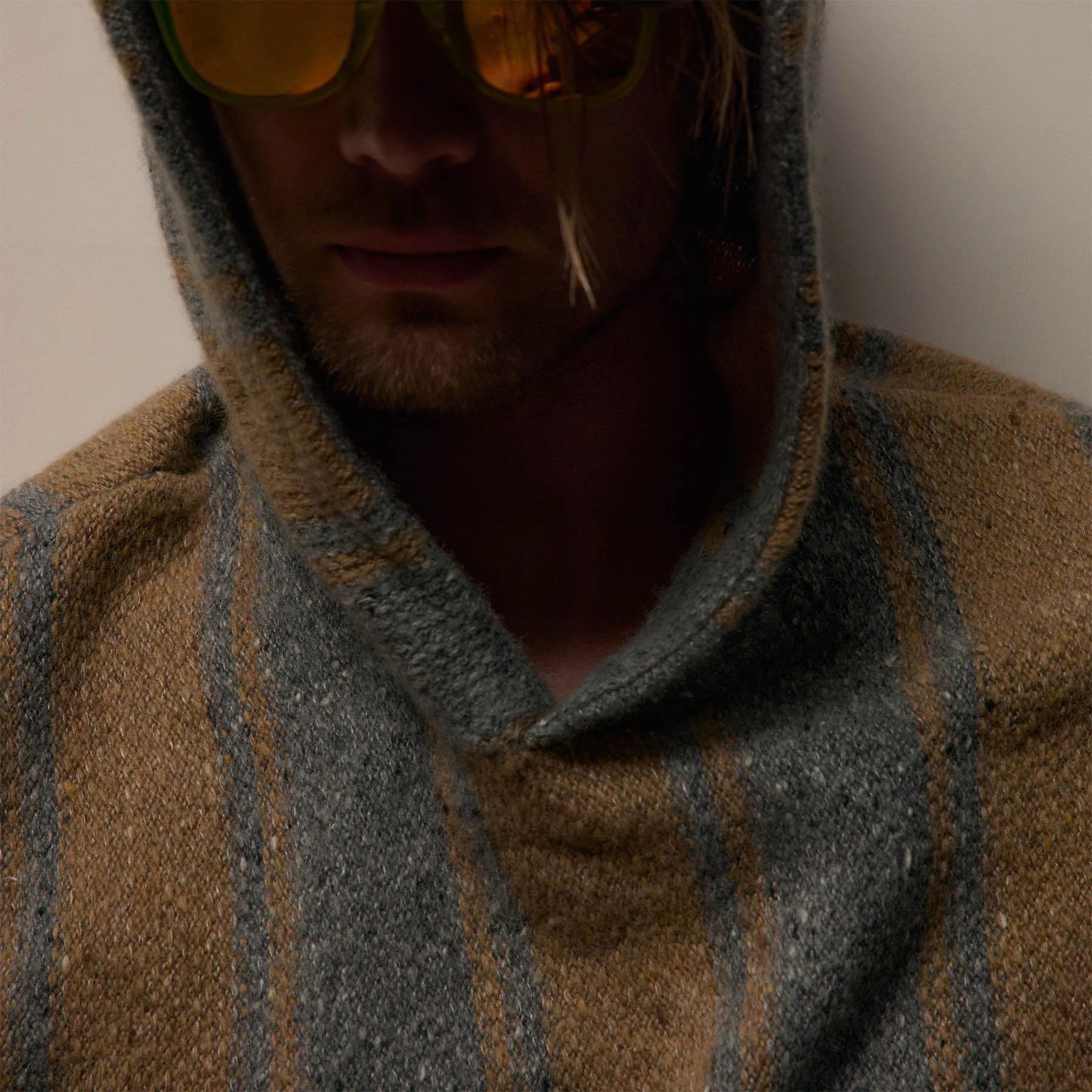 Baja Stripe Cashmere Hoodie - Heather Grey/Toffee - Image 4