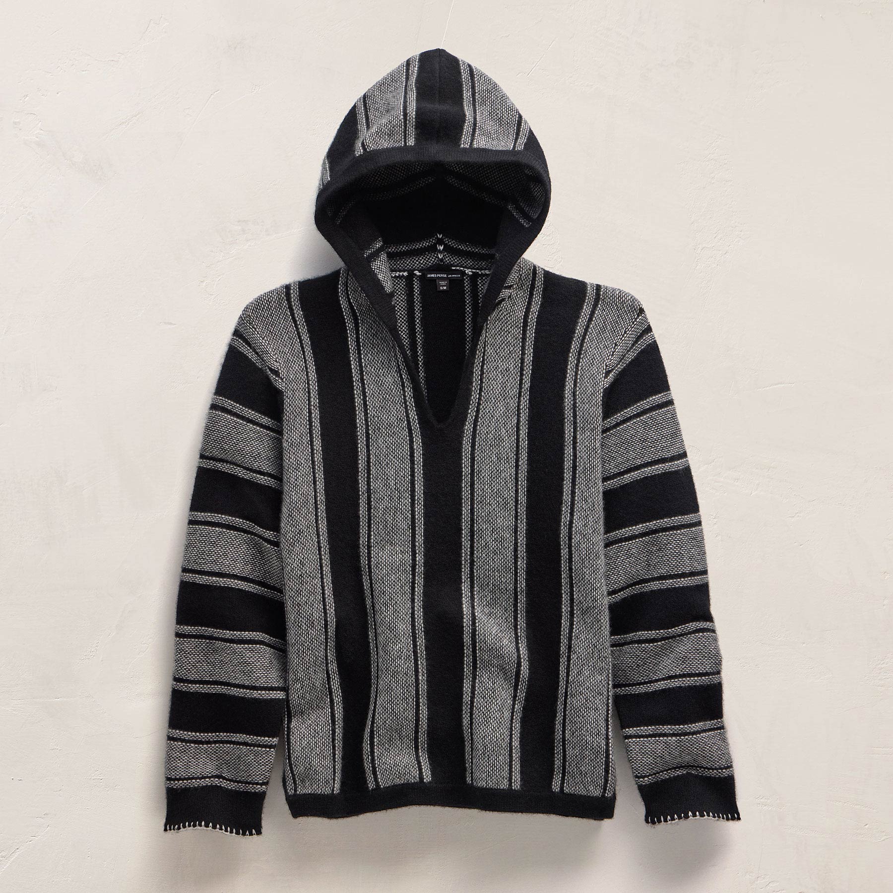 Baja Stripe Cashmere Poncho - Black Stripe - Image 2
