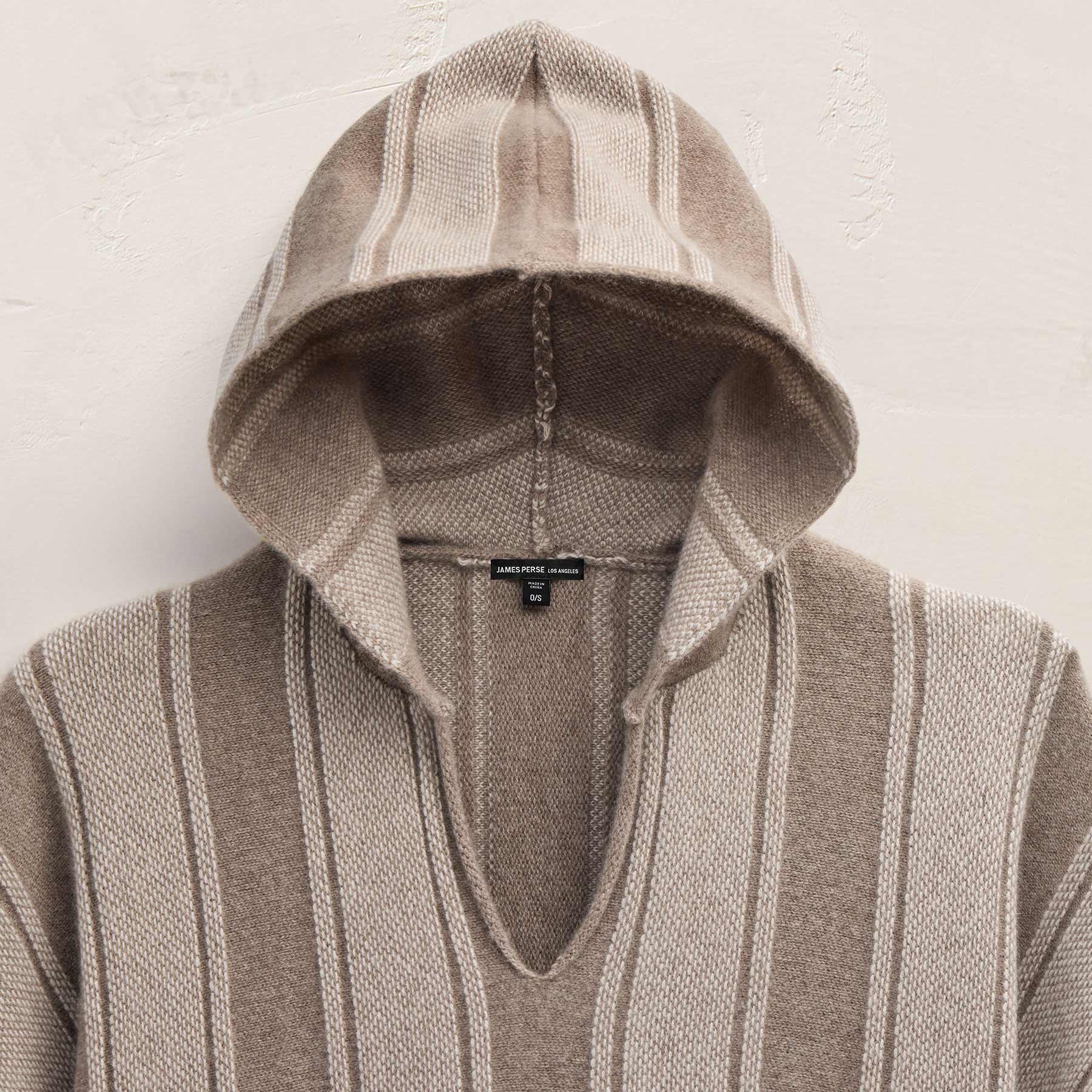 Baja Stripe Cashmere Poncho - Natural Stripe - Image 4