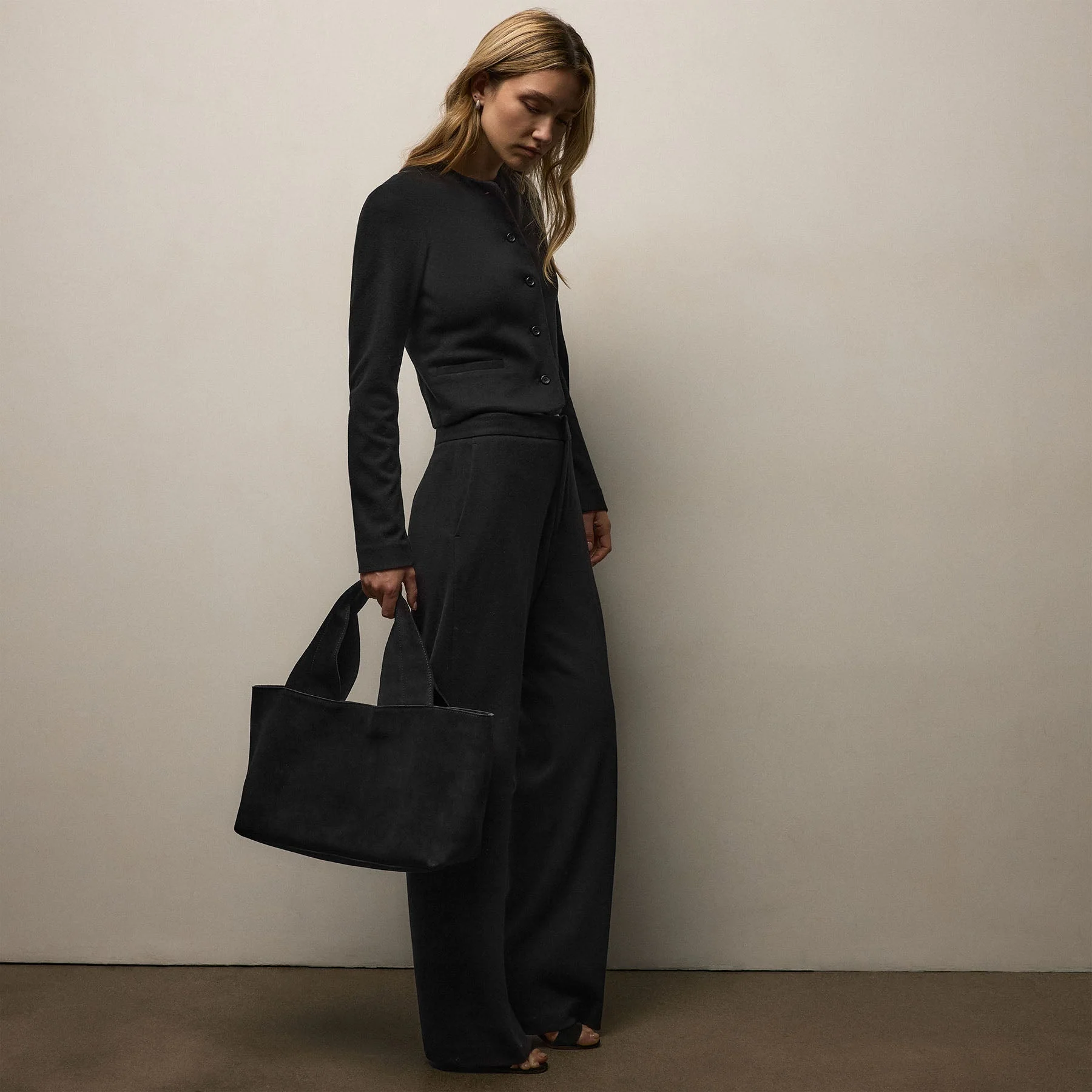 Suede Tote - Black - Image 3