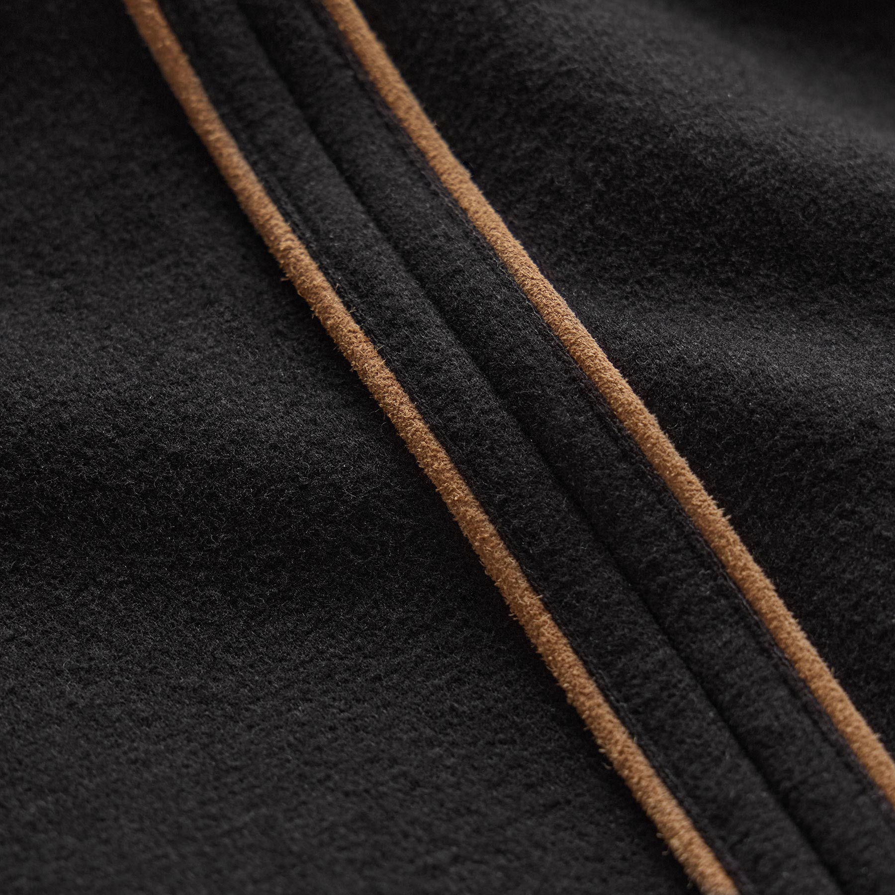 Brushed Cotton Suede Piped Track Pant - Black/Whiskey - Image 10