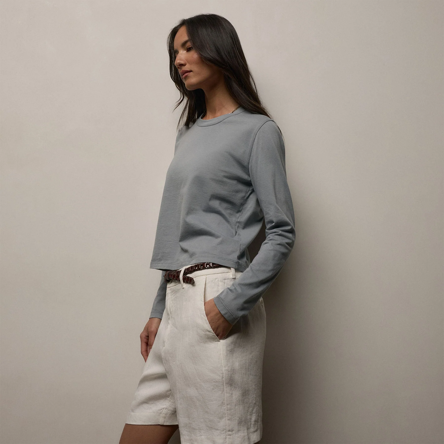 Brushed Elevated Jersey Long Sleeve Tee - Ore - Image 3