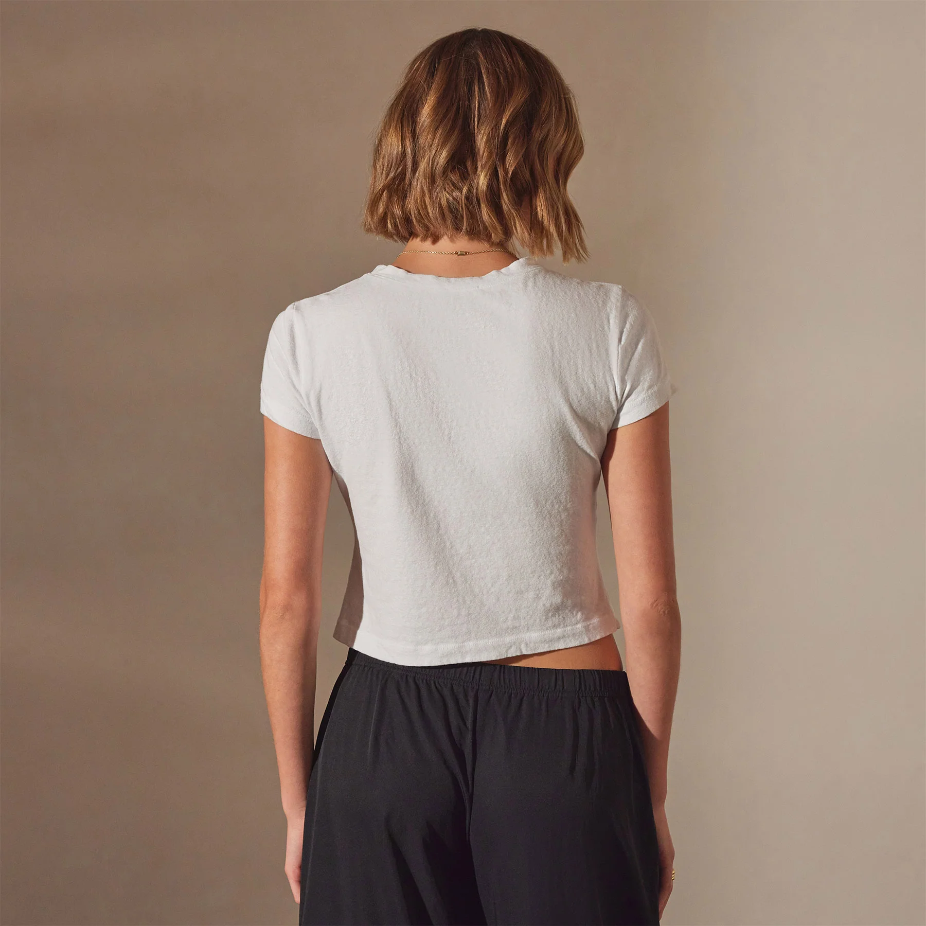 Brushed Jersey Cropped Tee - White - Image 4