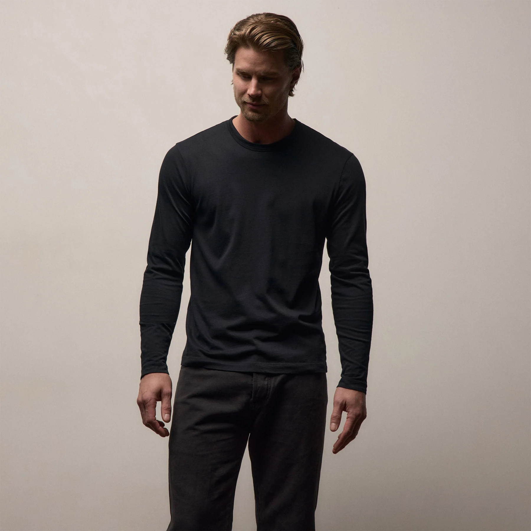 Brushed Lotus Long Sleeve Crew - Black - Image 5