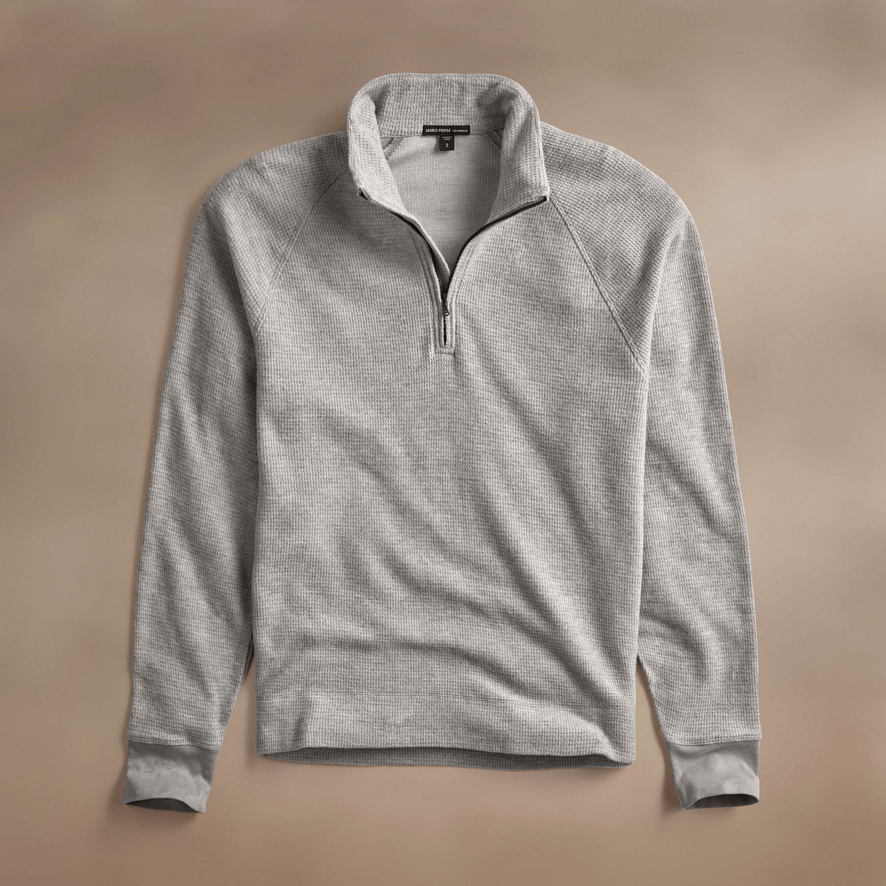 Brushed Thermal Half Zip - Heather Grey - Image 2