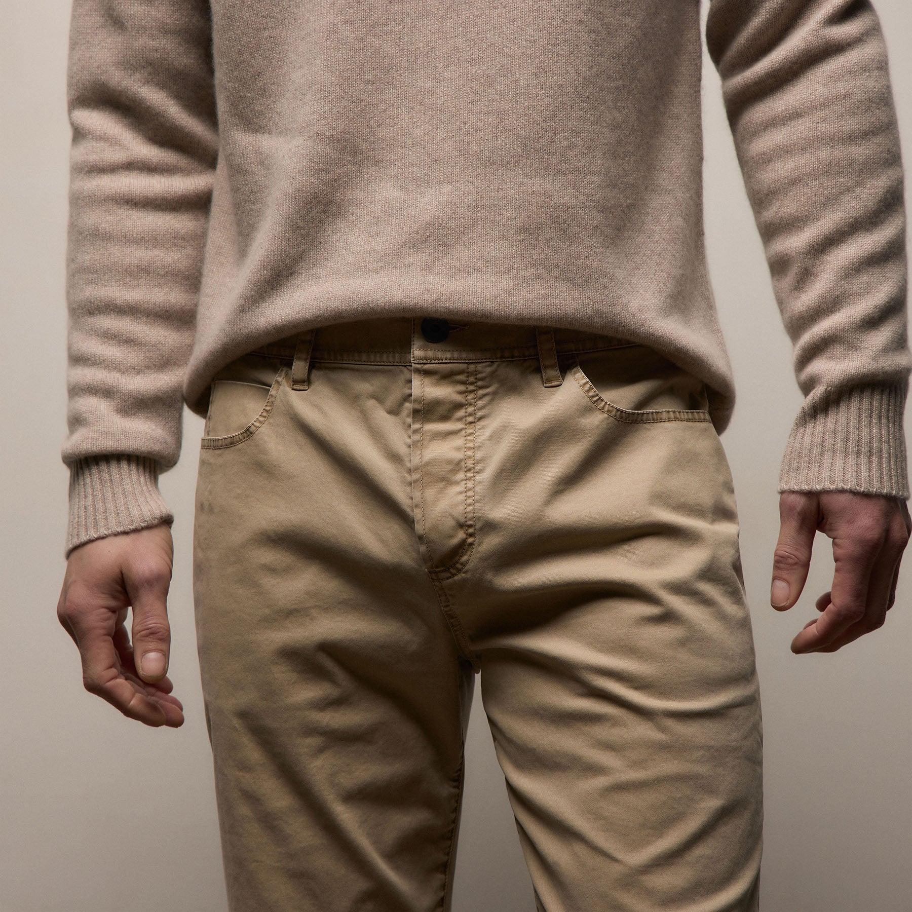 Brushed Twill 5 Pocket Pant - Light Khaki Pigment - Image 4