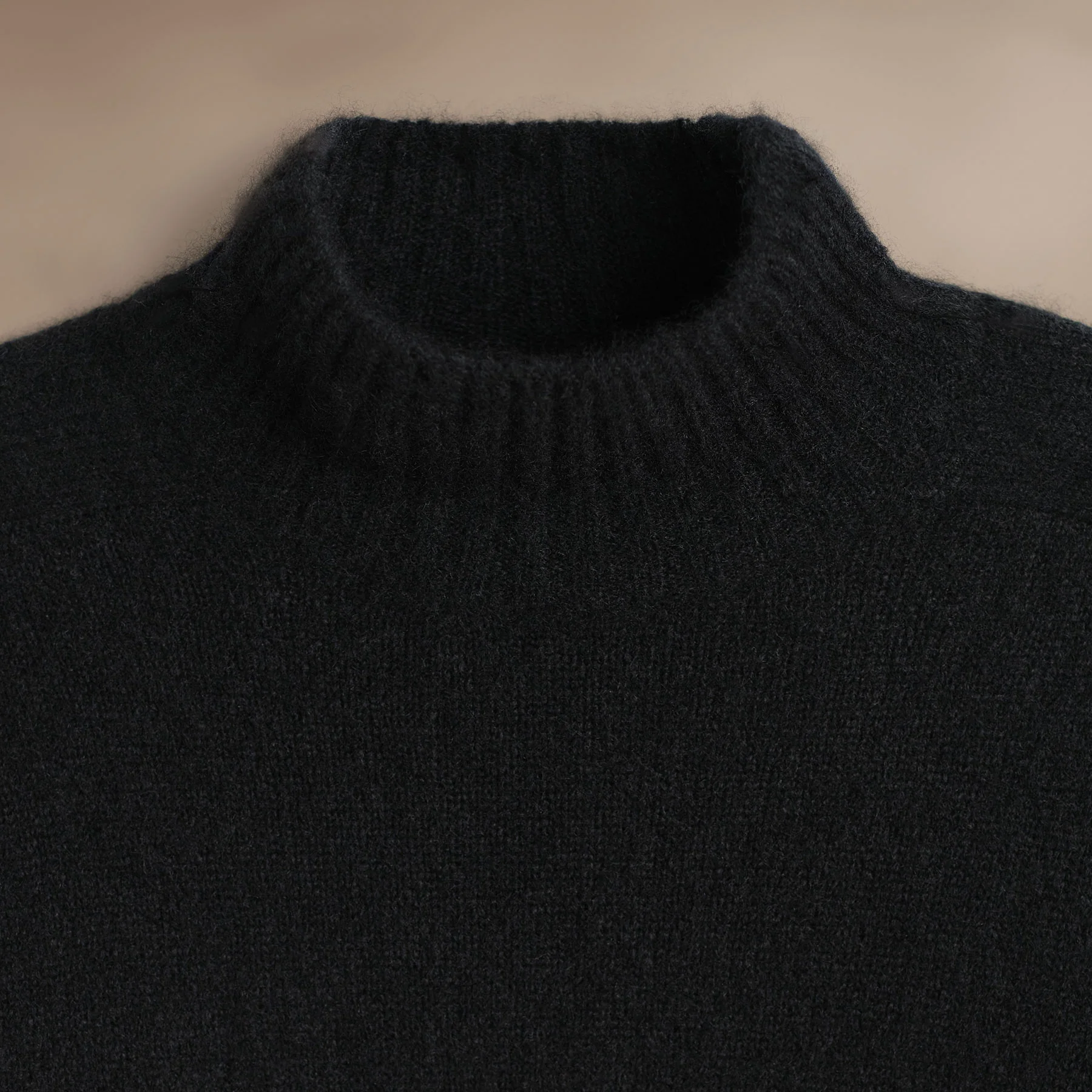 Cashmere Funnel Neck Sweater - True Black - Image 3