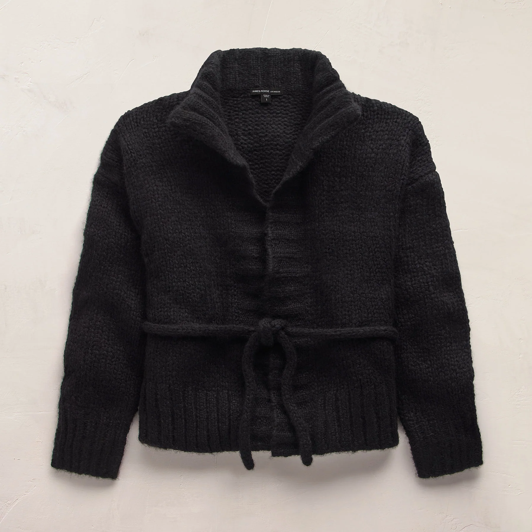 Cashmere Silk Belted Cardigan - Black - Image 2