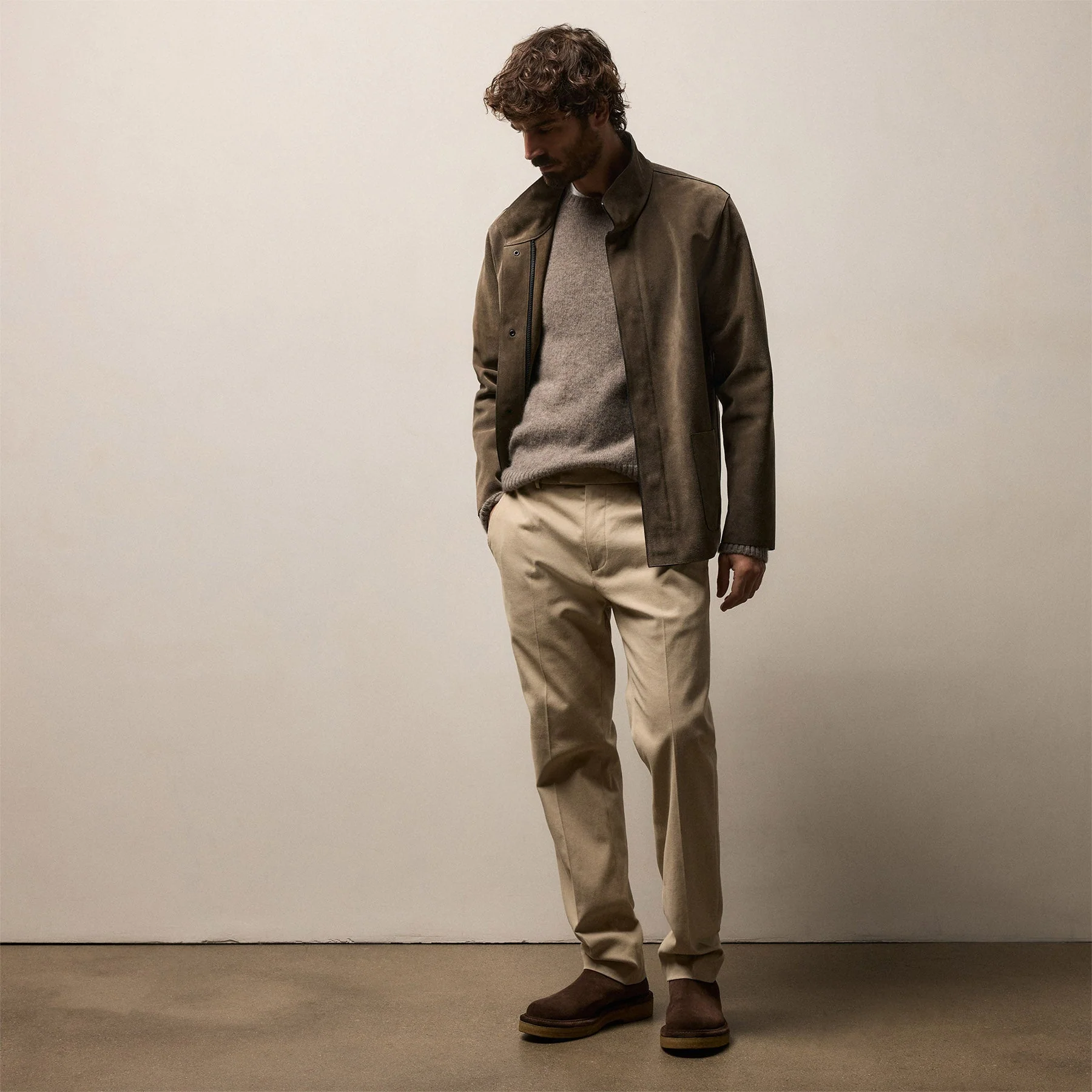 Cashmere Touch Twill Trouser - Stone - Image 3