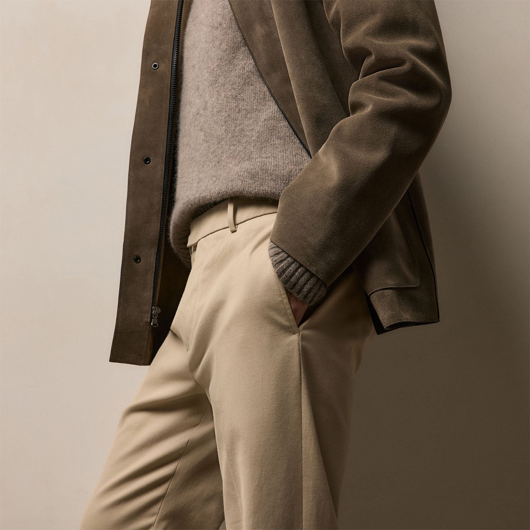 Cashmere Touch Twill Trouser - Stone - Image 4