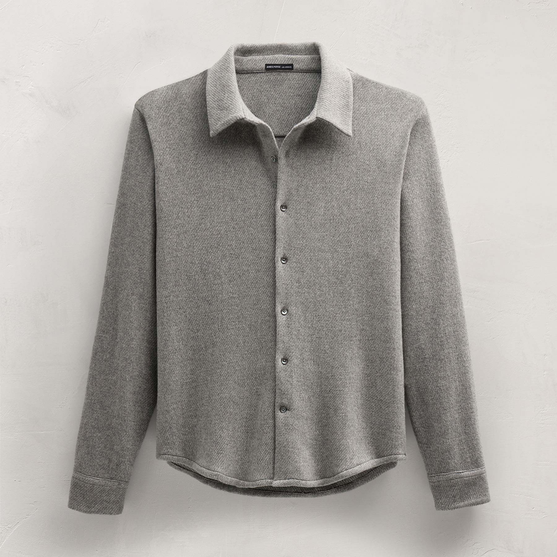 Cashmere Wool Twill Shirt - Heather Grey - Image 2