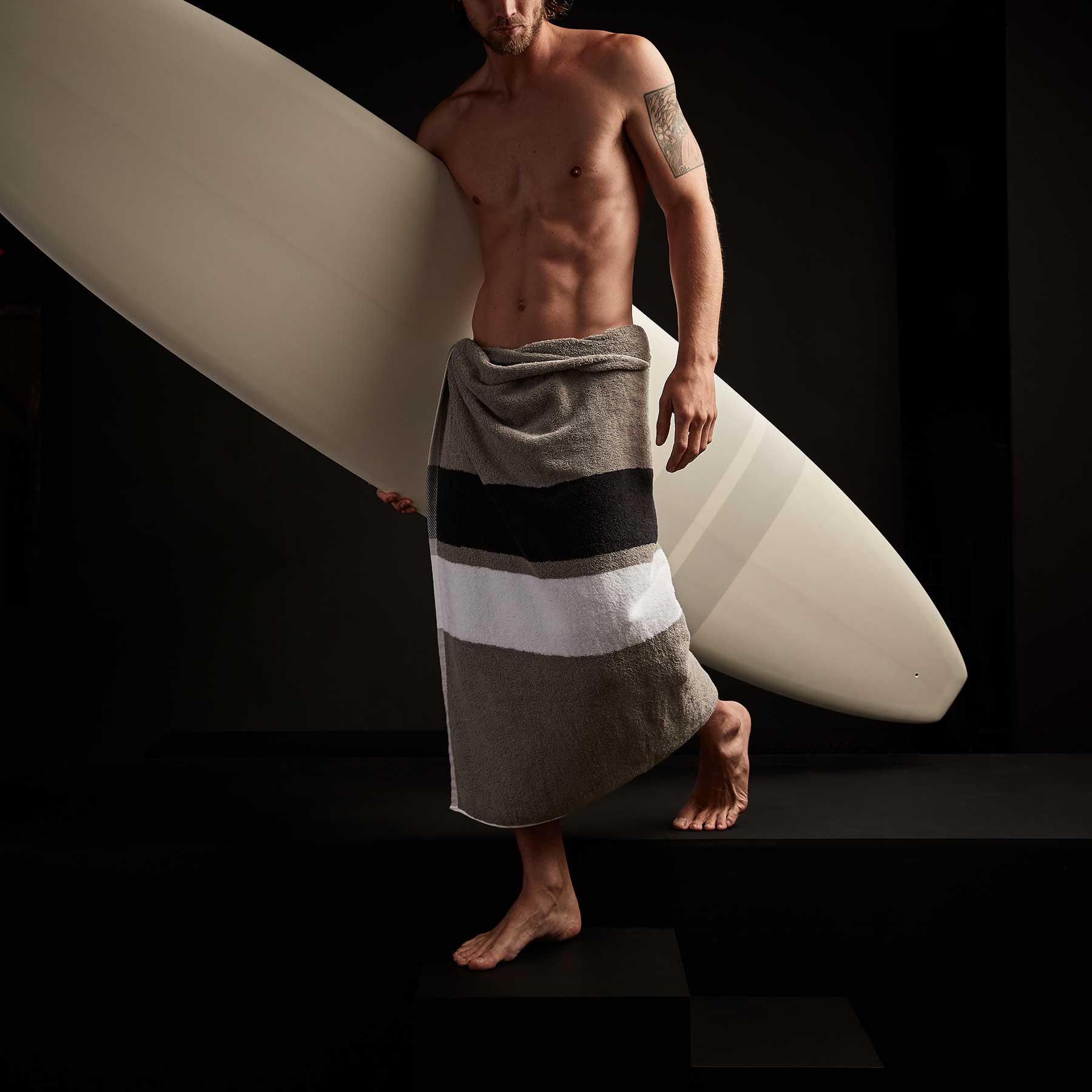 Classic Longboard  8Ft 6In - Matte White & Grey Stripe - Image 2