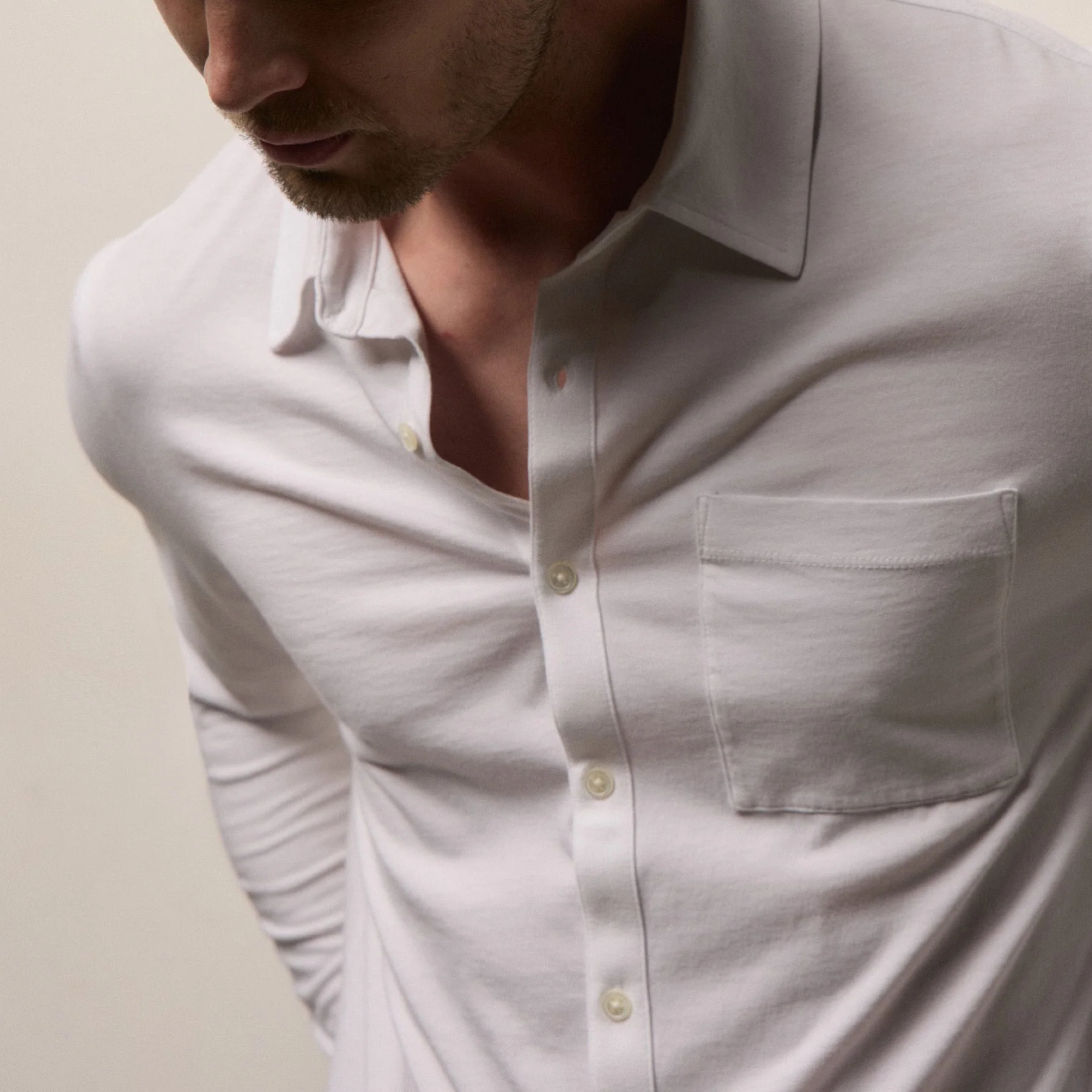 Clean Finish Jersey Shirt - White - Image 3
