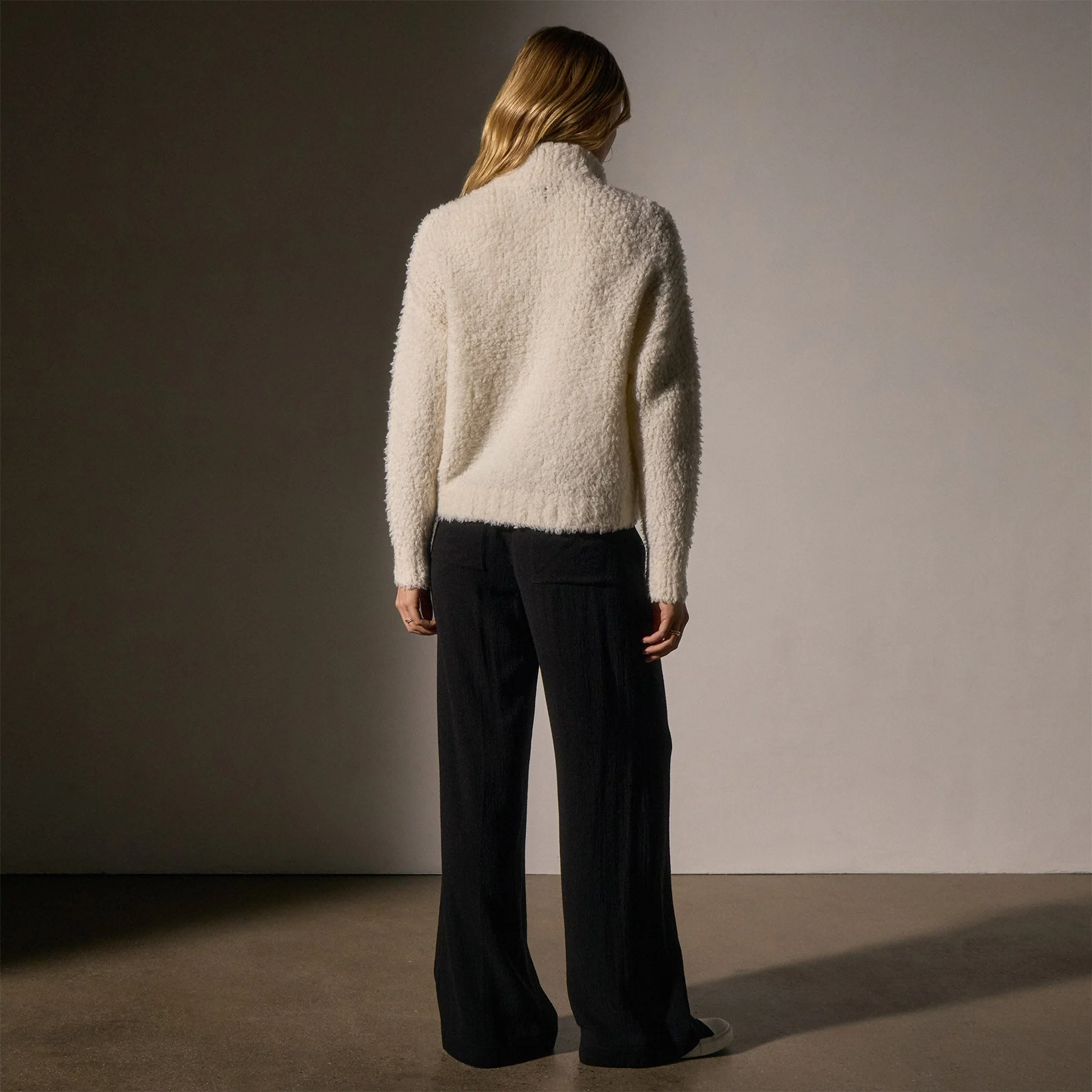 Cloud Knit Cashmere Zip Up - Ivory - Image 4
