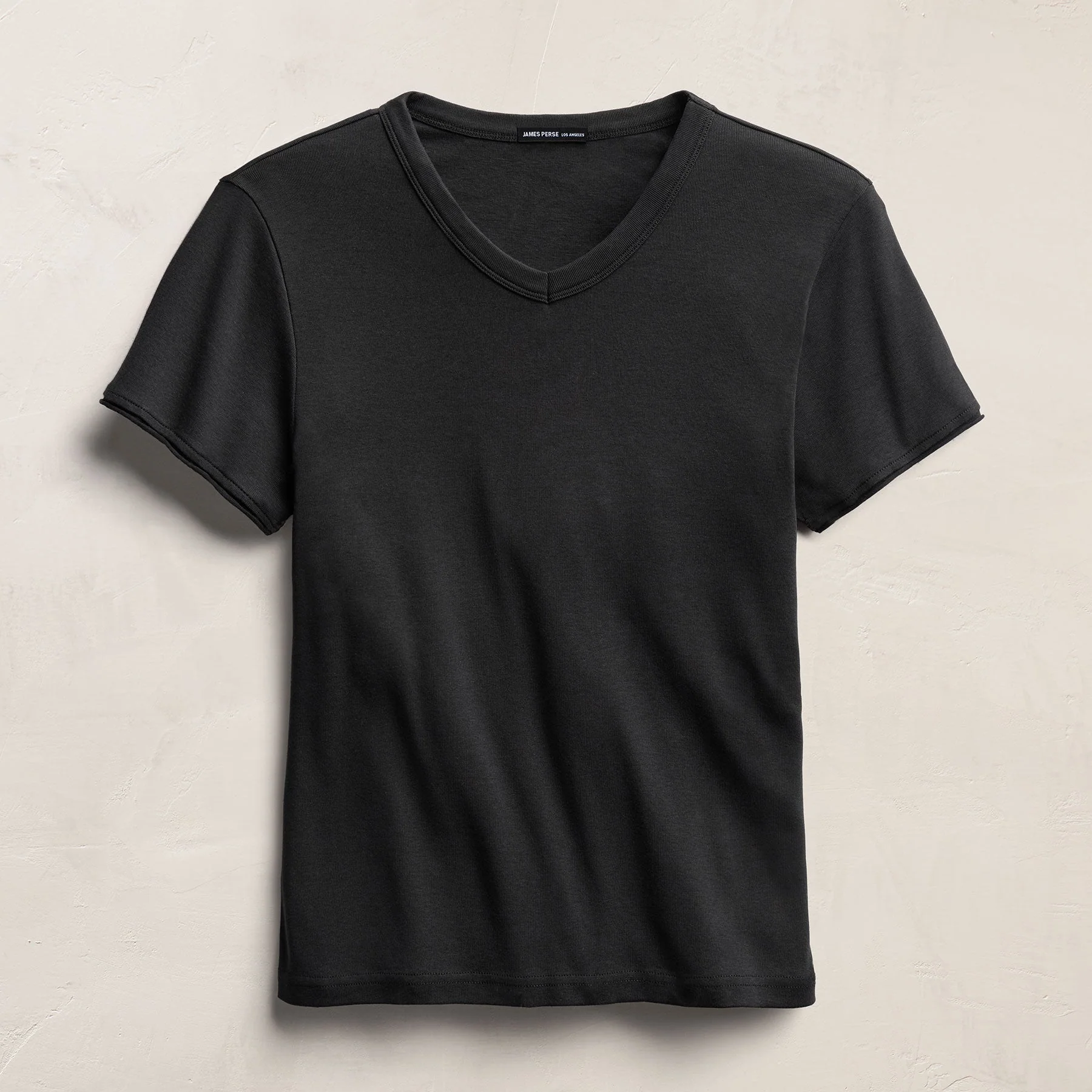 Compact Cotton Baby V Tee - Washed Black - Image 2
