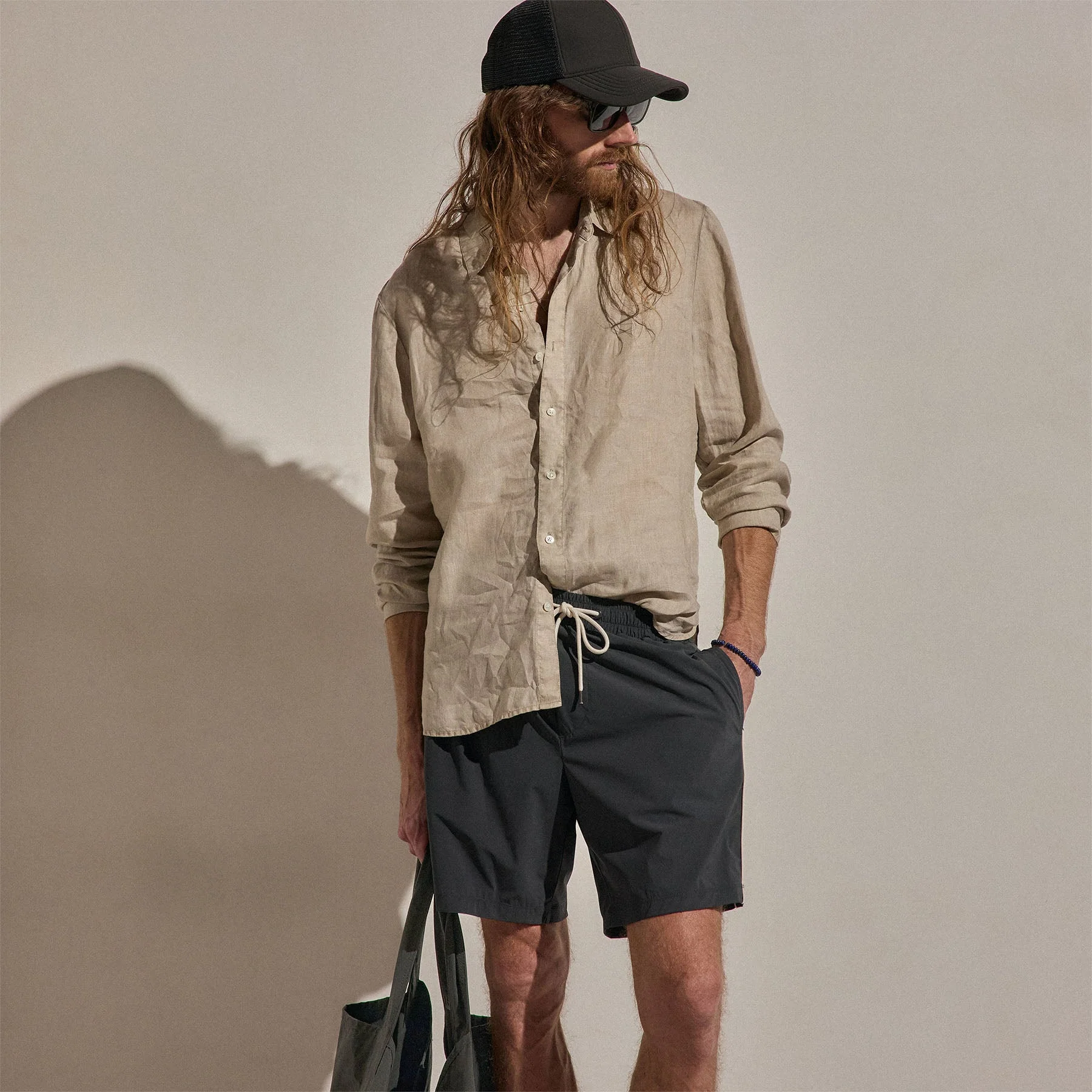 Contrast Piped Boardshort - Carbon/Ivory - Image 3