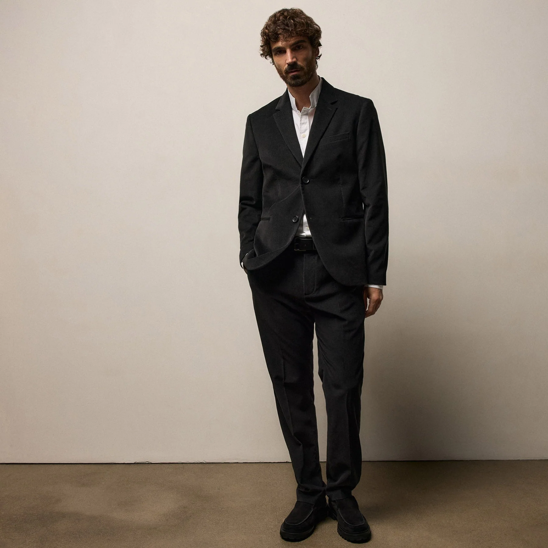 Cotton Cashmere Corduroy Suit Pant - Black - Image 4