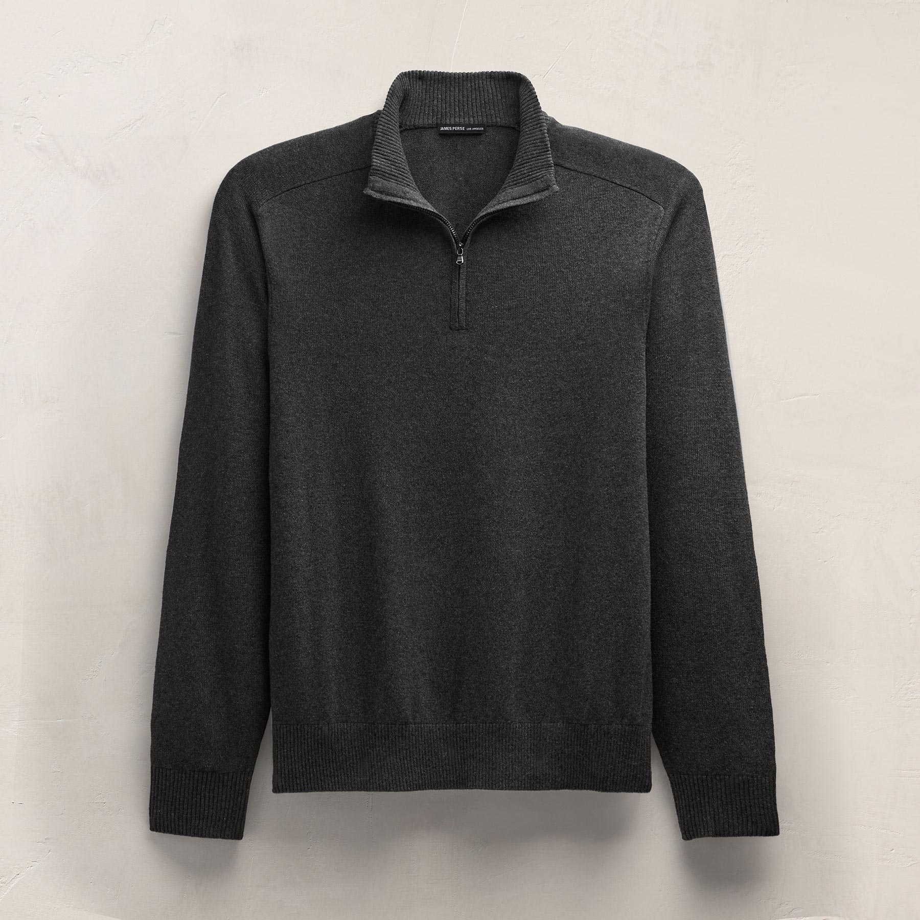 Cotton Cashmere Half Zip - Coal - Image 2