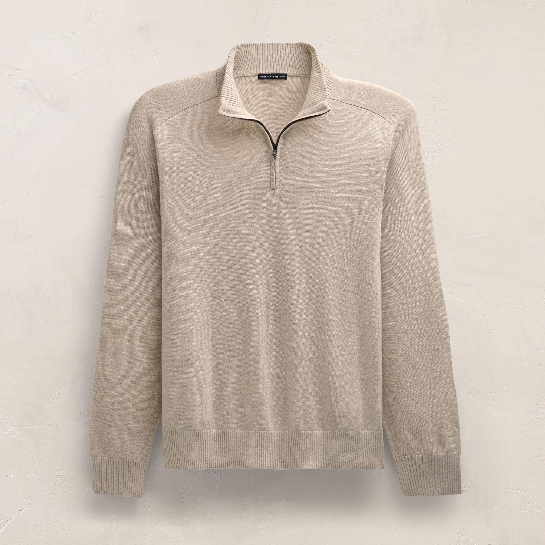 Cotton Cashmere Half Zip - Wheat - Image 2