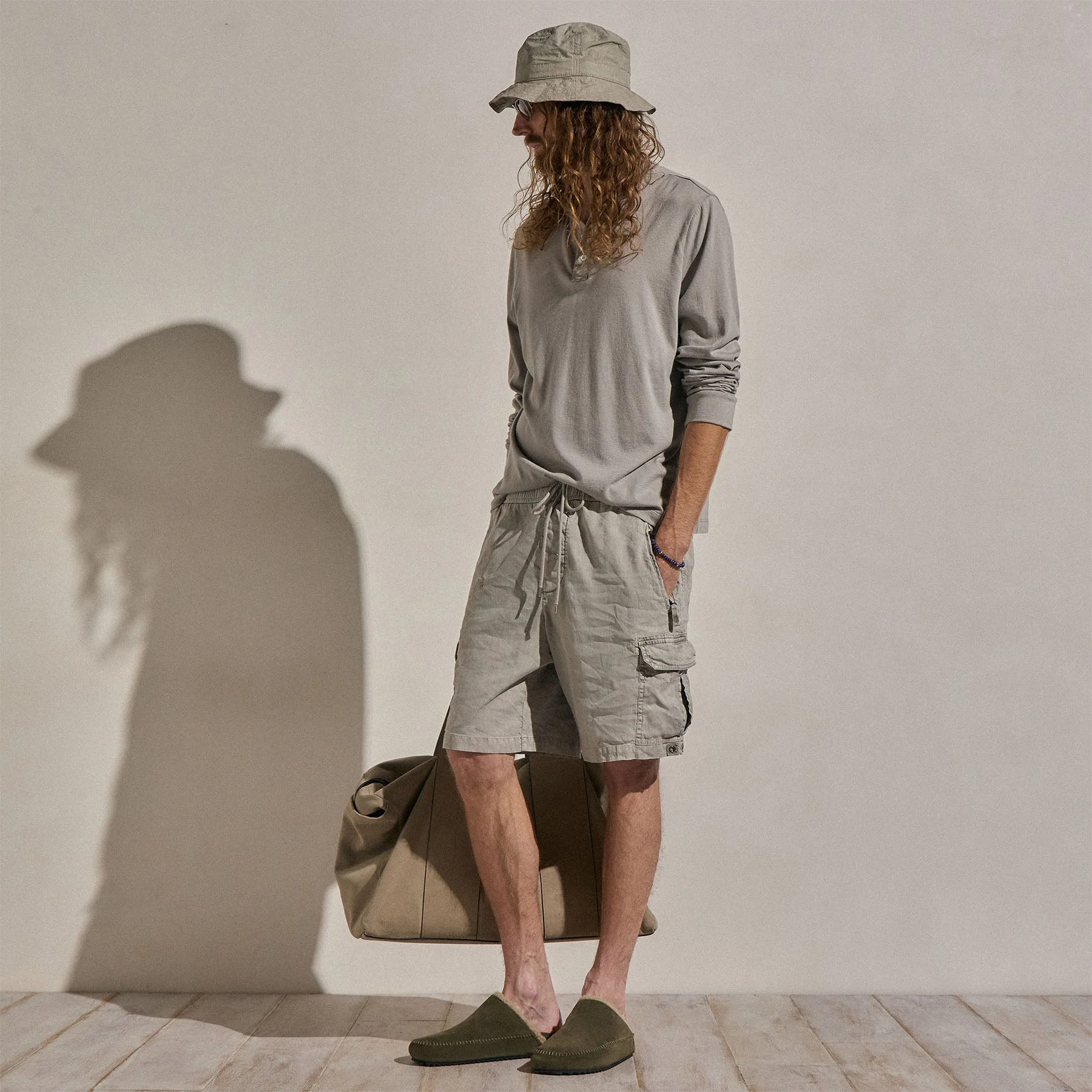 Cotton Cashmere Long Sleeve Henley - Fog - Image 6