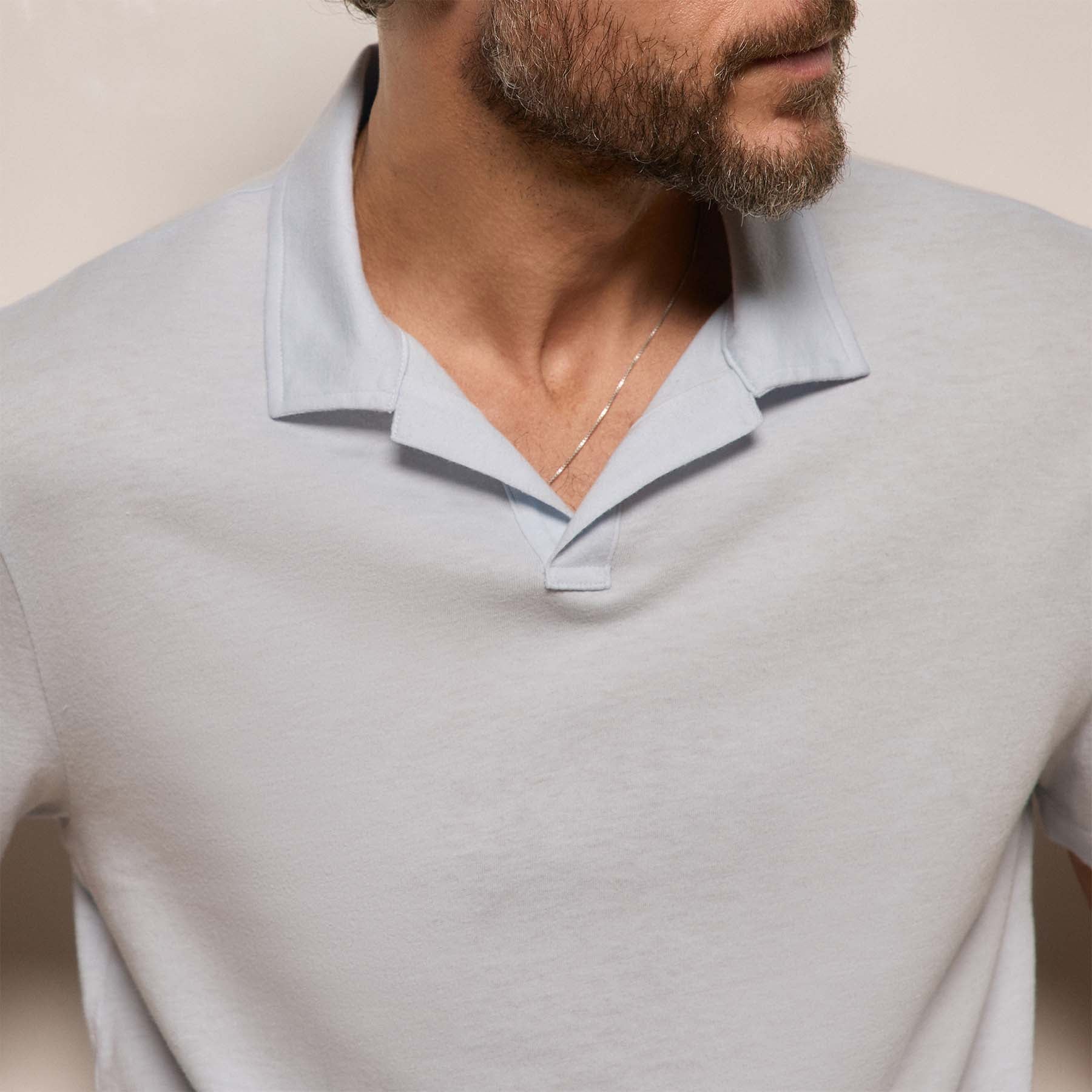 Cotton Cashmere Open Polo - Memory - Image 4
