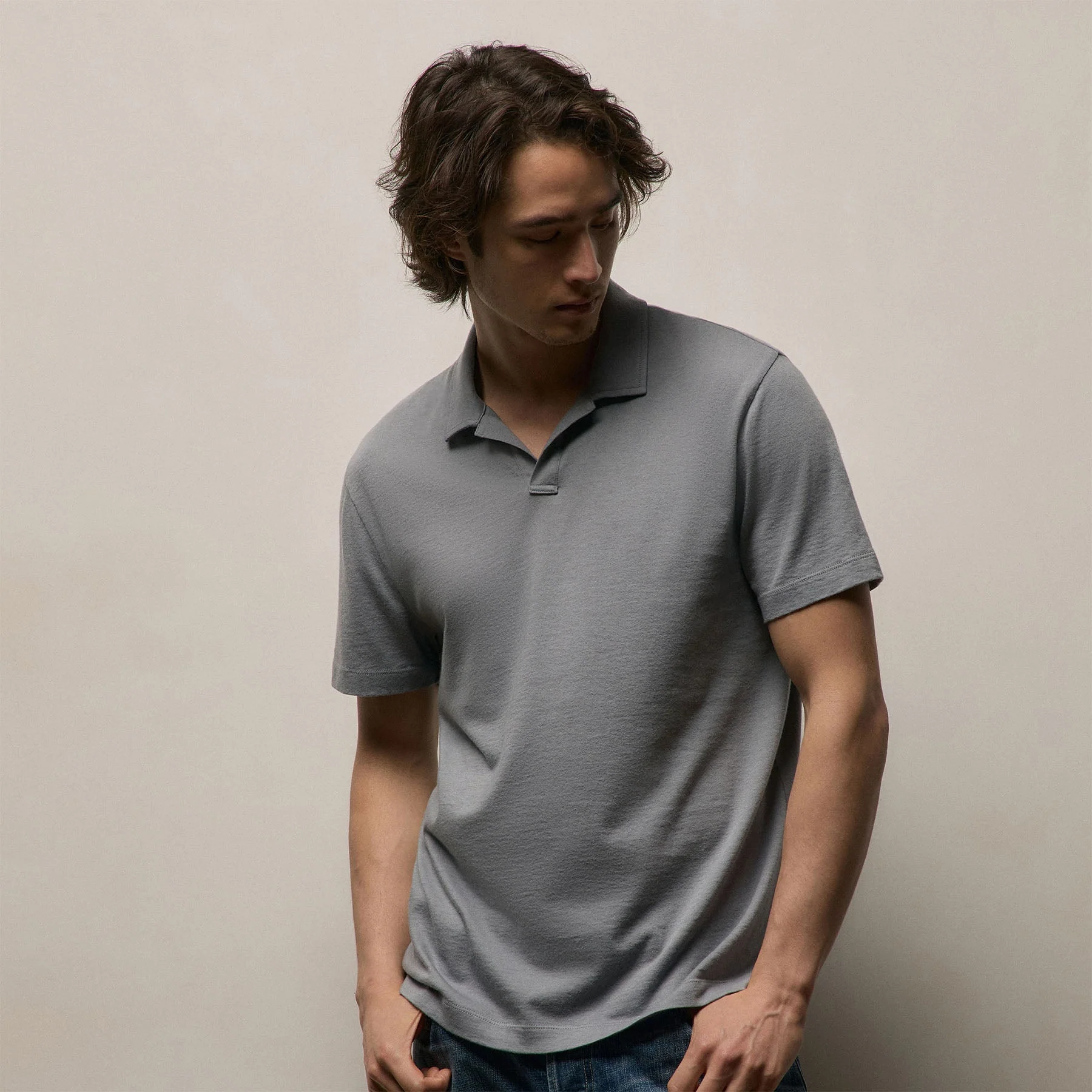 Cotton Cashmere Open Polo - Ore - Image 3