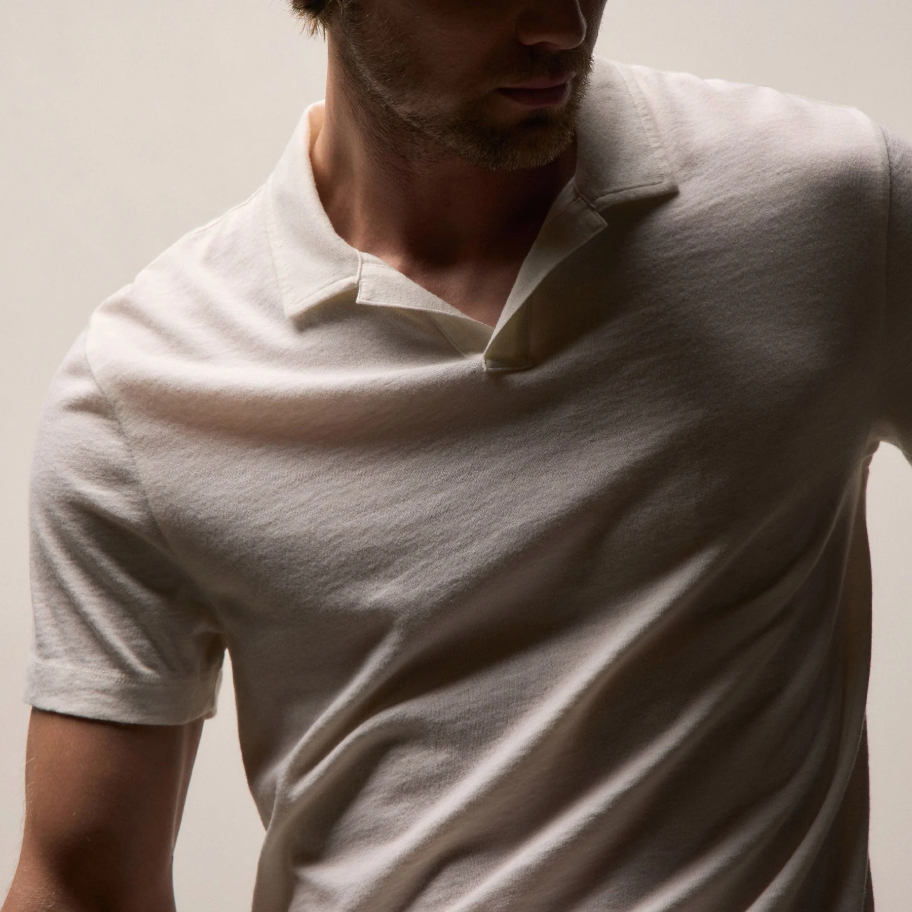Cotton Cashmere Open Polo - White - Image 5