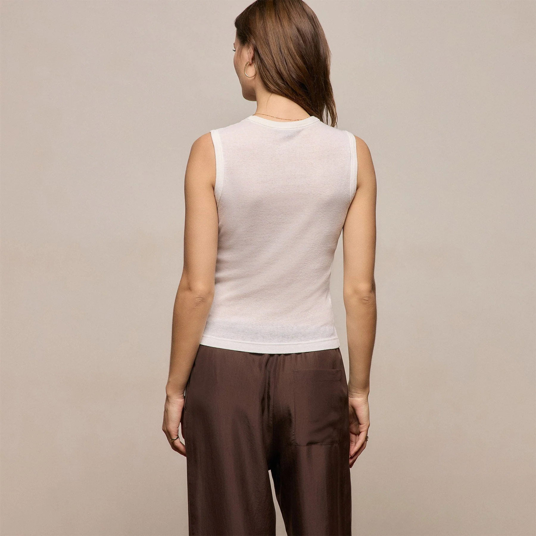 Cotton Cashmere Rib Tank - Off White - Image 6