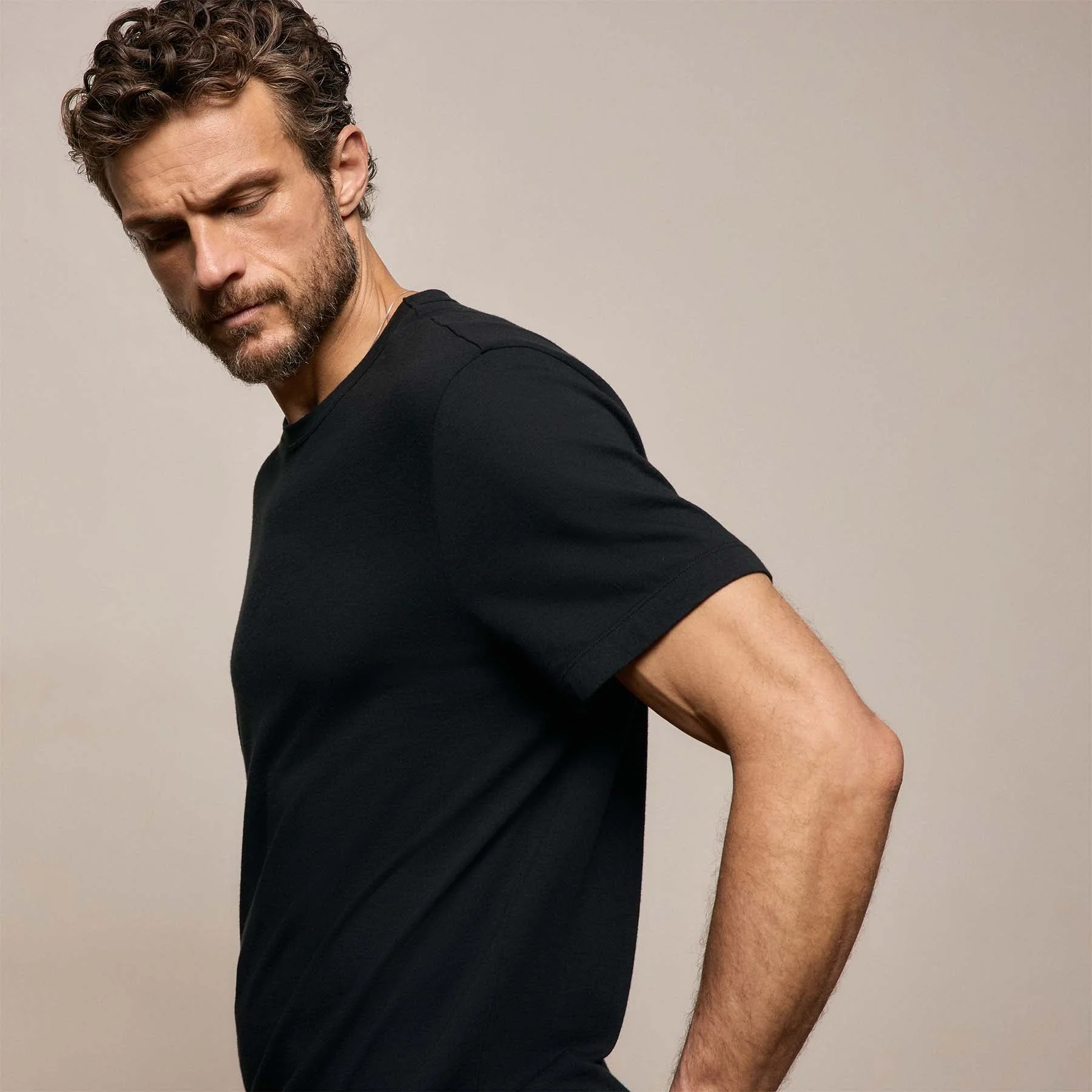 Cotton Cashmere Short Sleeve Tee - Black - Image 4