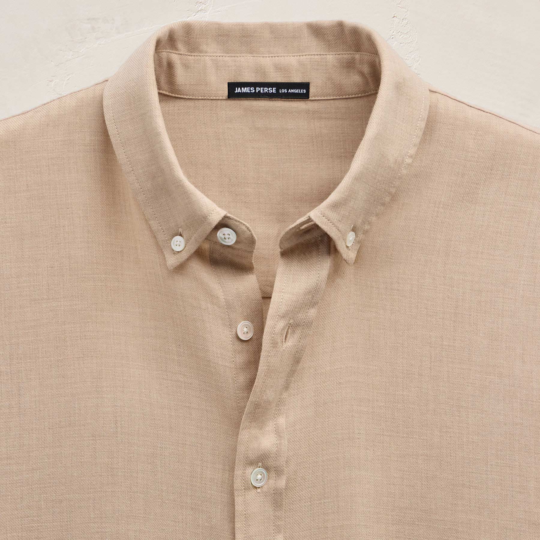 Cotton Cashmere Twill Shirt - Soft Beige - Image 6