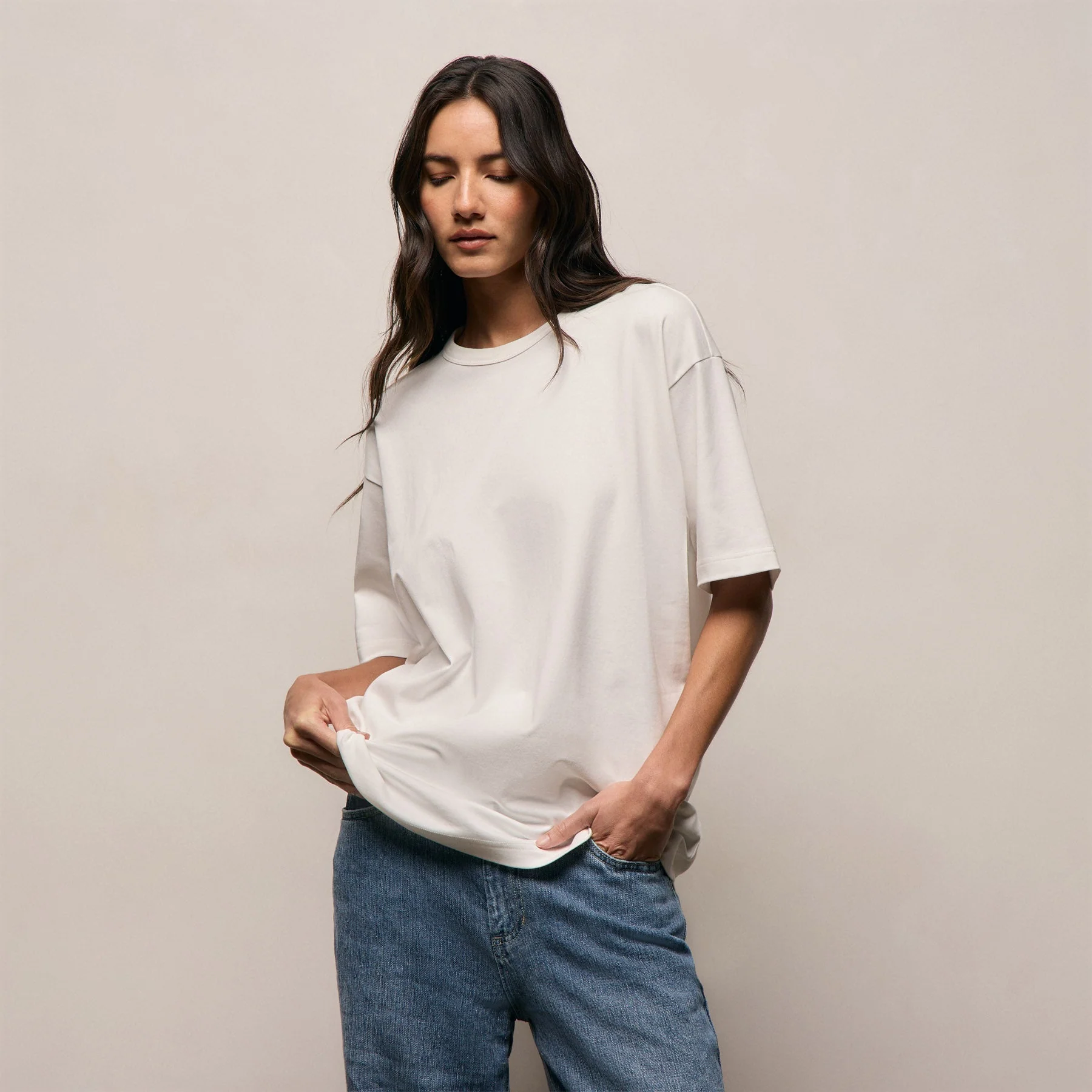 Cotton Jersey Oversized Tee - Off White - Image 5
