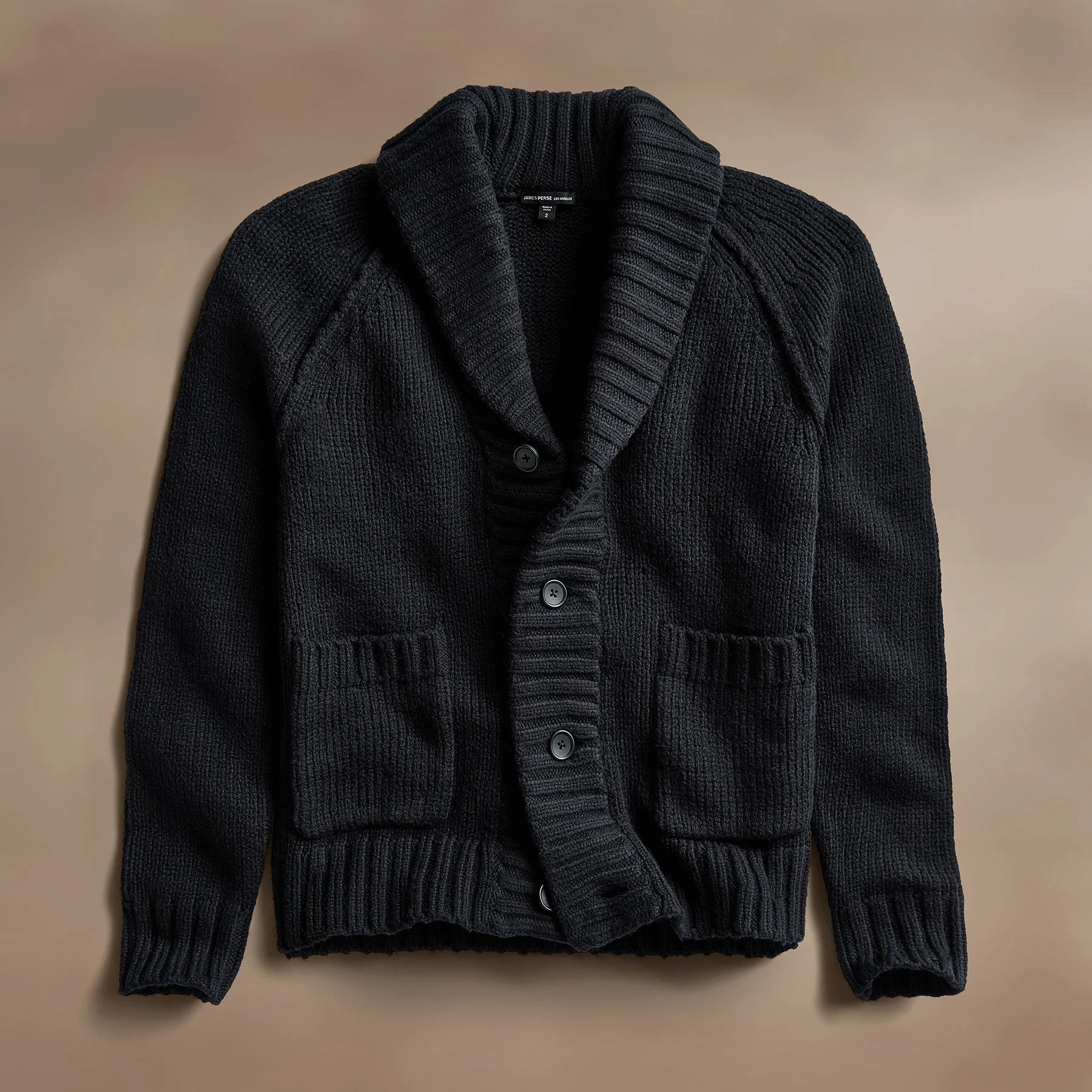 Cotton Knit Cardigan - Black - Image 2