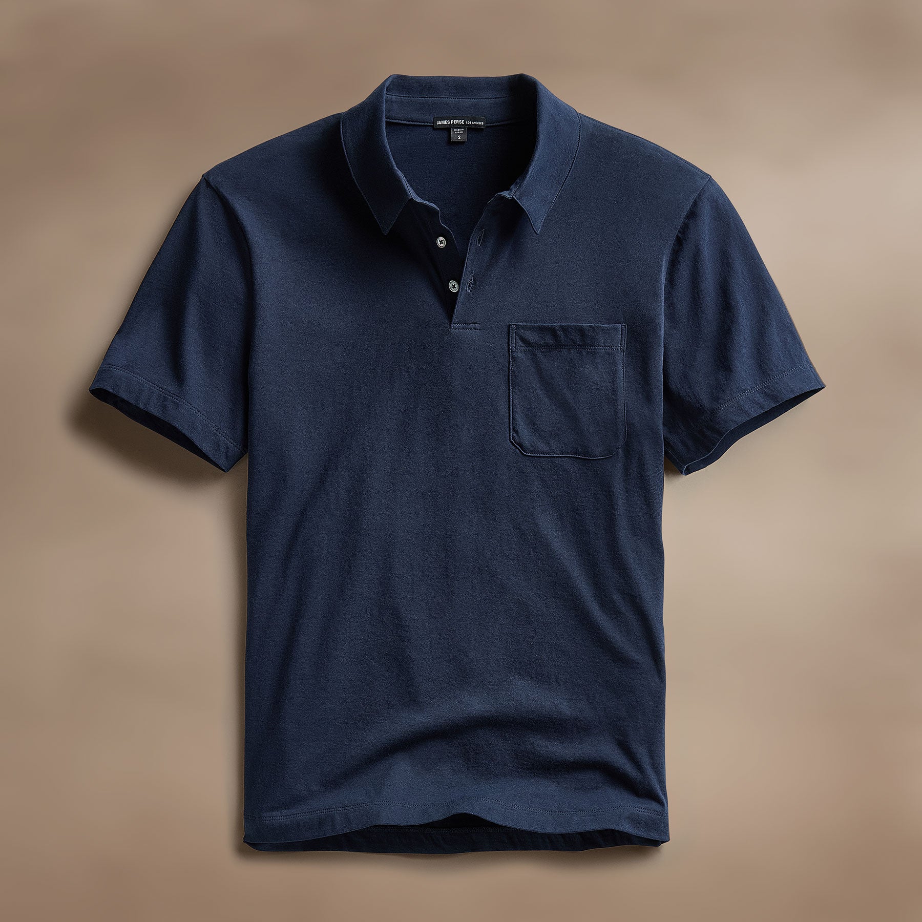 Cotton Linen Pocket Polo - Navy