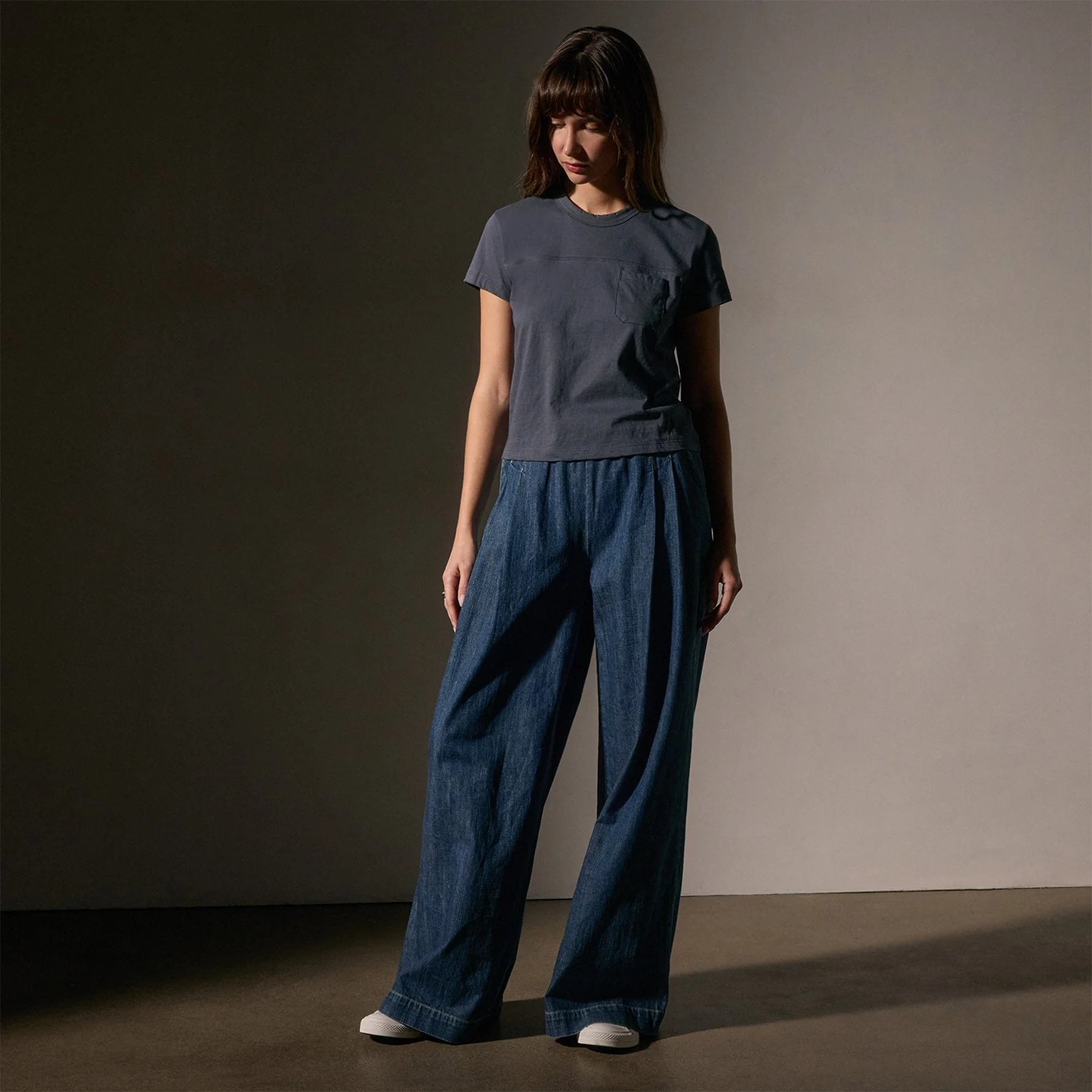 Cotton Linen Retro Pocket Tee - Asphalt - Image 3