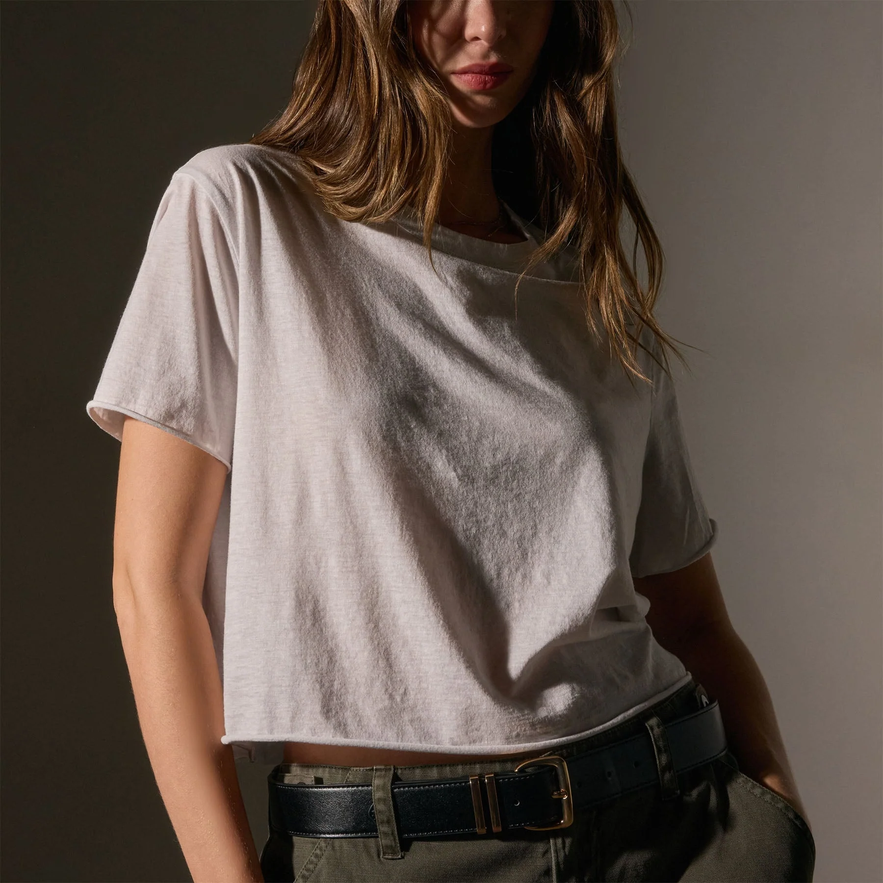 Cotton Linen Silk Tee - Light Mist - Image 2