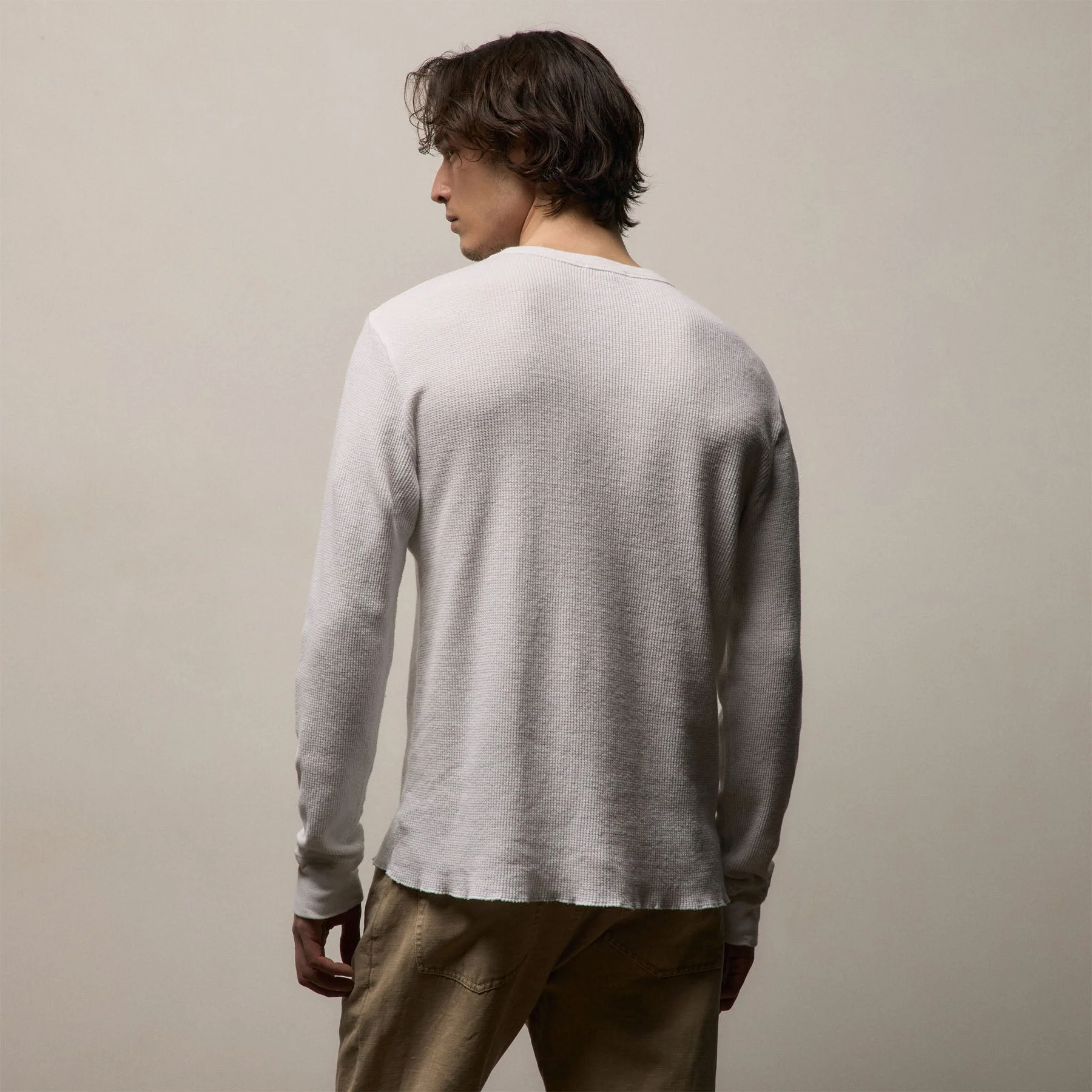 Cotton Linen Thermal Crew - White - Image 2