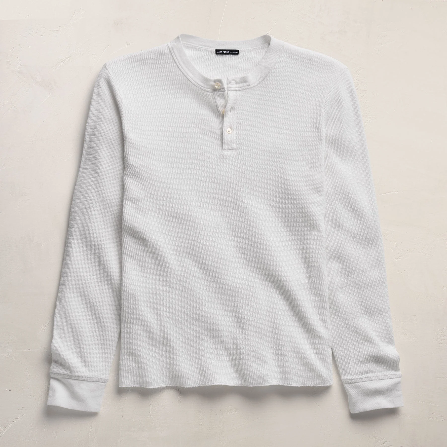 Cotton Linen Thermal Henley - White - Image 2