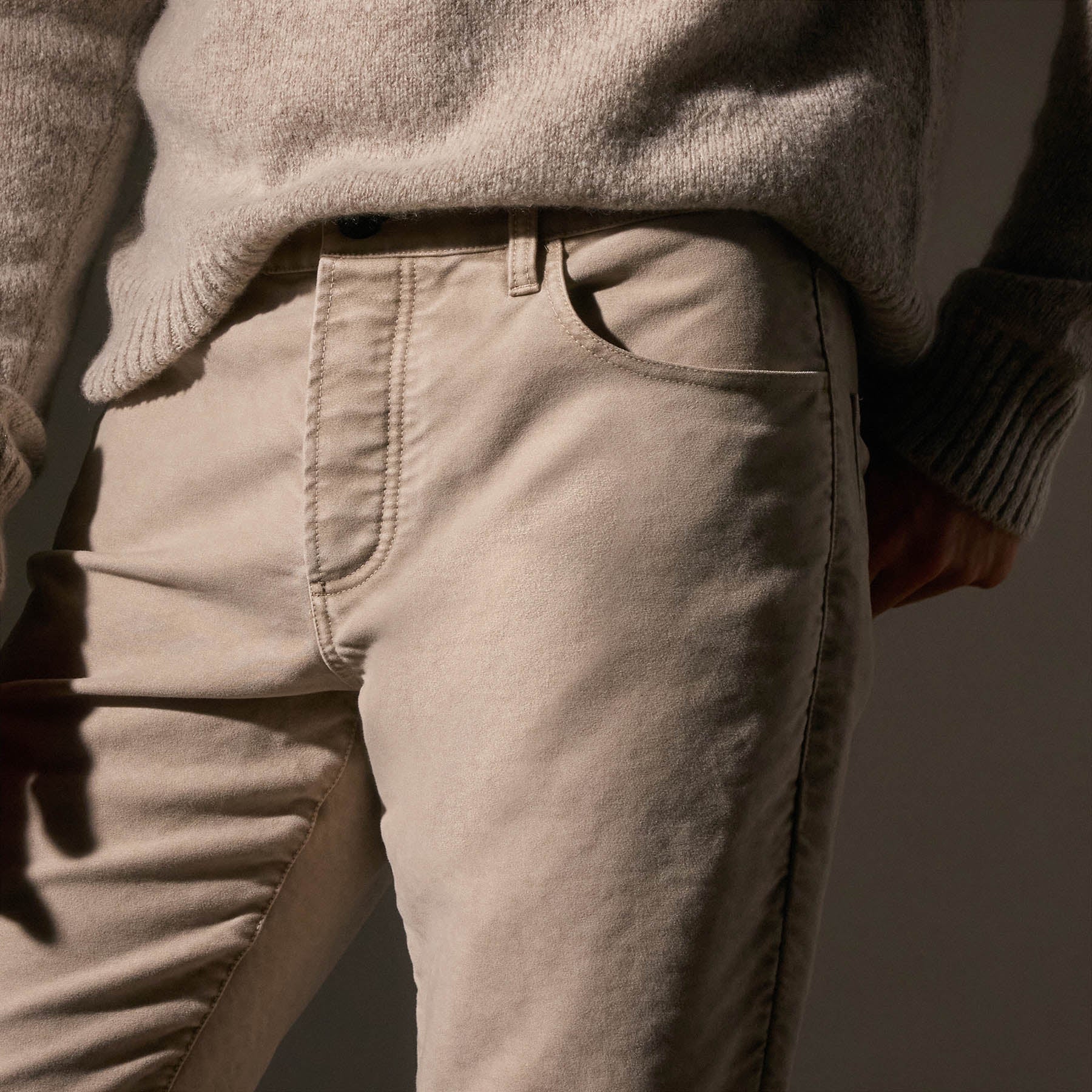 Cotton Moleskin 5 Pocket Pant - Light Tan Pigment - Image 4