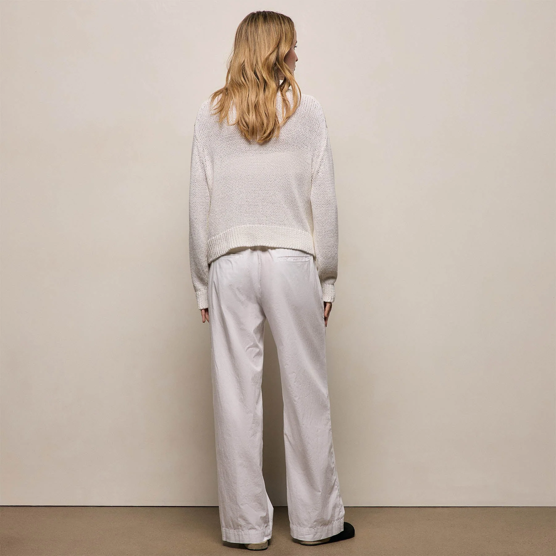 Stretch Poplin Drawcord Pant - White - Image 5