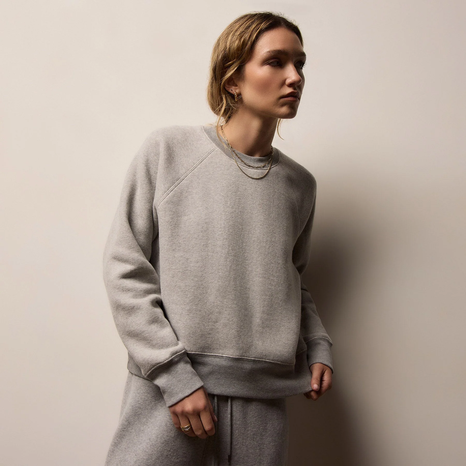Cozy Fleece Crew - Heather Grey - Image 3