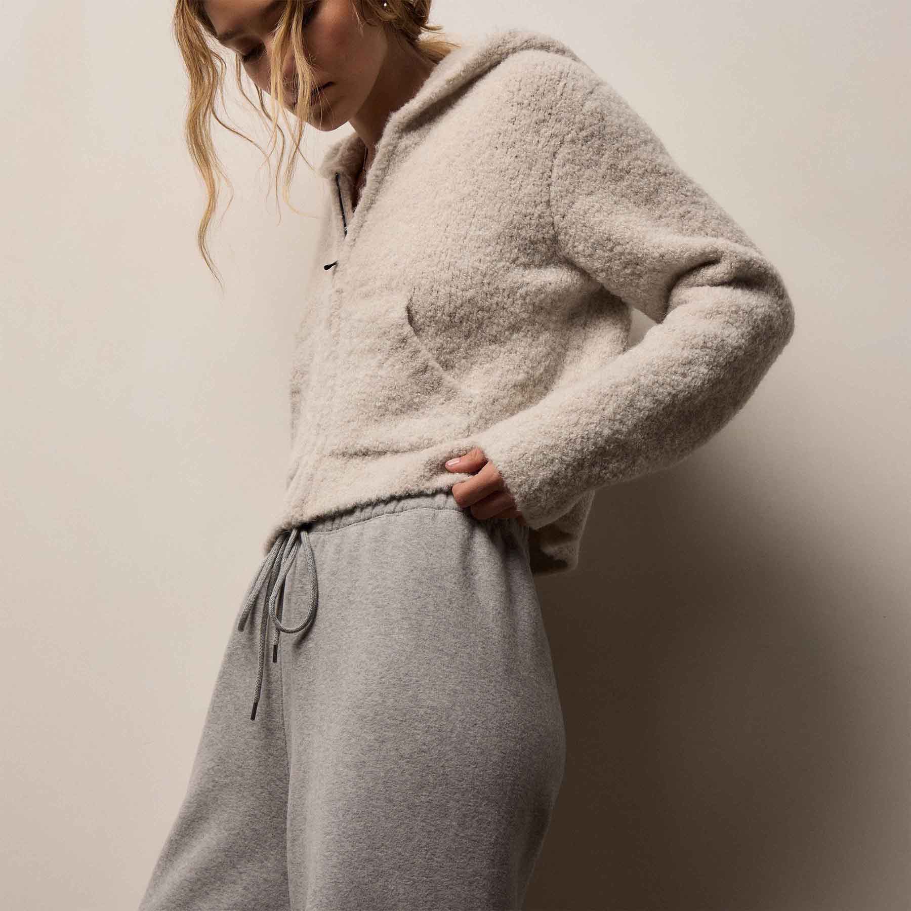 Cozy Wide Leg Sweat Pant  - Heather Grey - Image 2