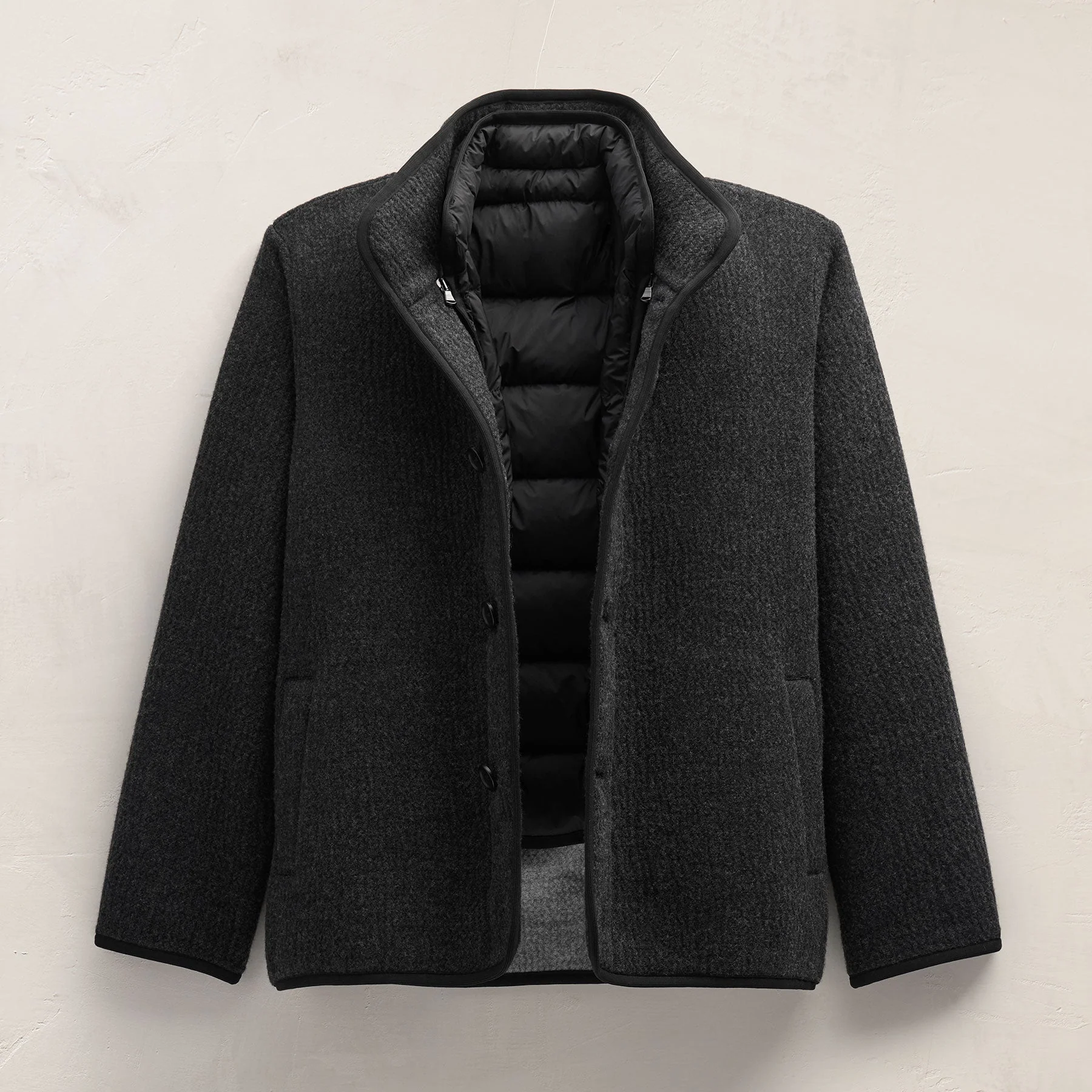 Double Faced Wool Jacket - Coal/Black - Image 2