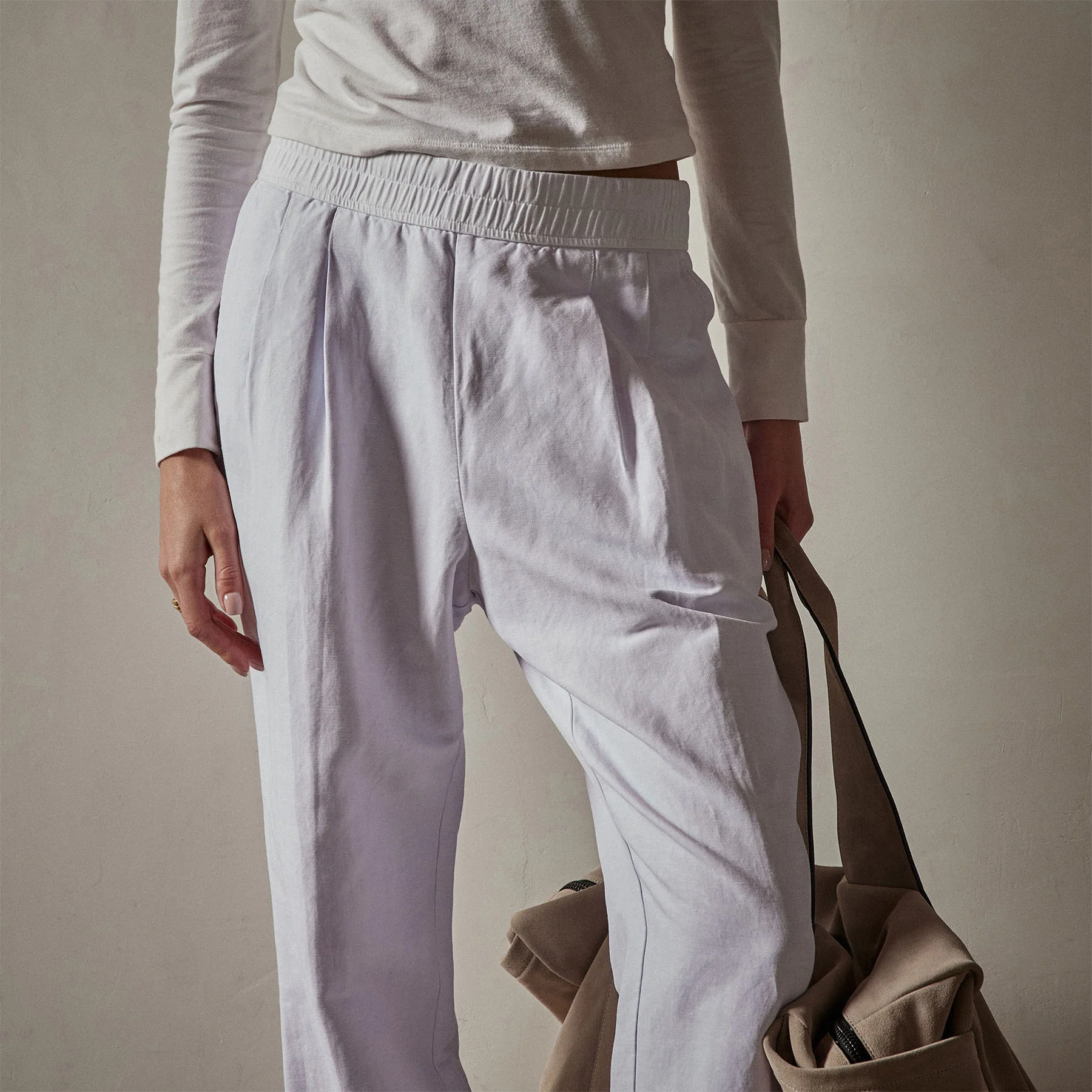 Double Pleat Trouser - White - Image 5