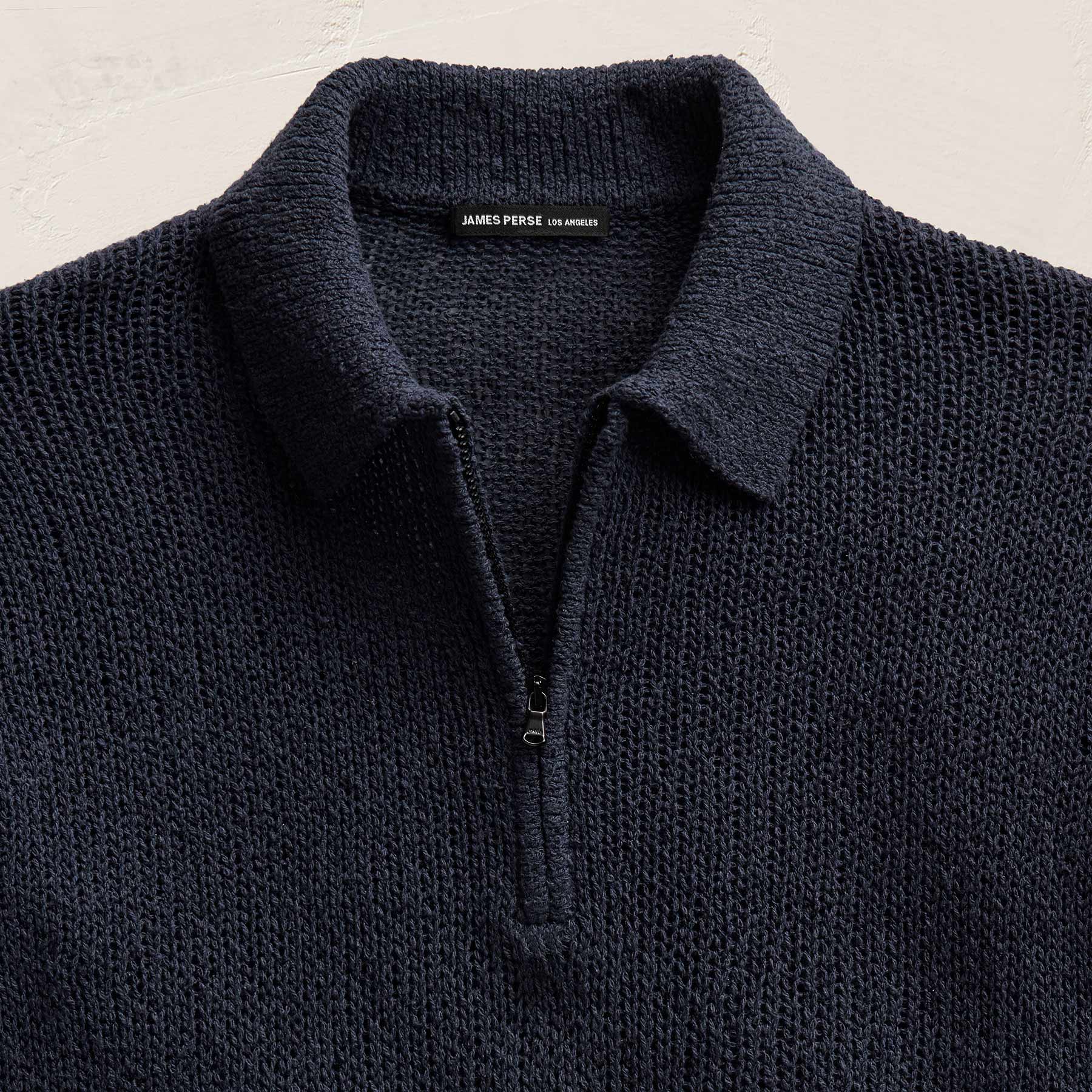 East Cape Silk Linen Quarter Zip - Navy - Image 6