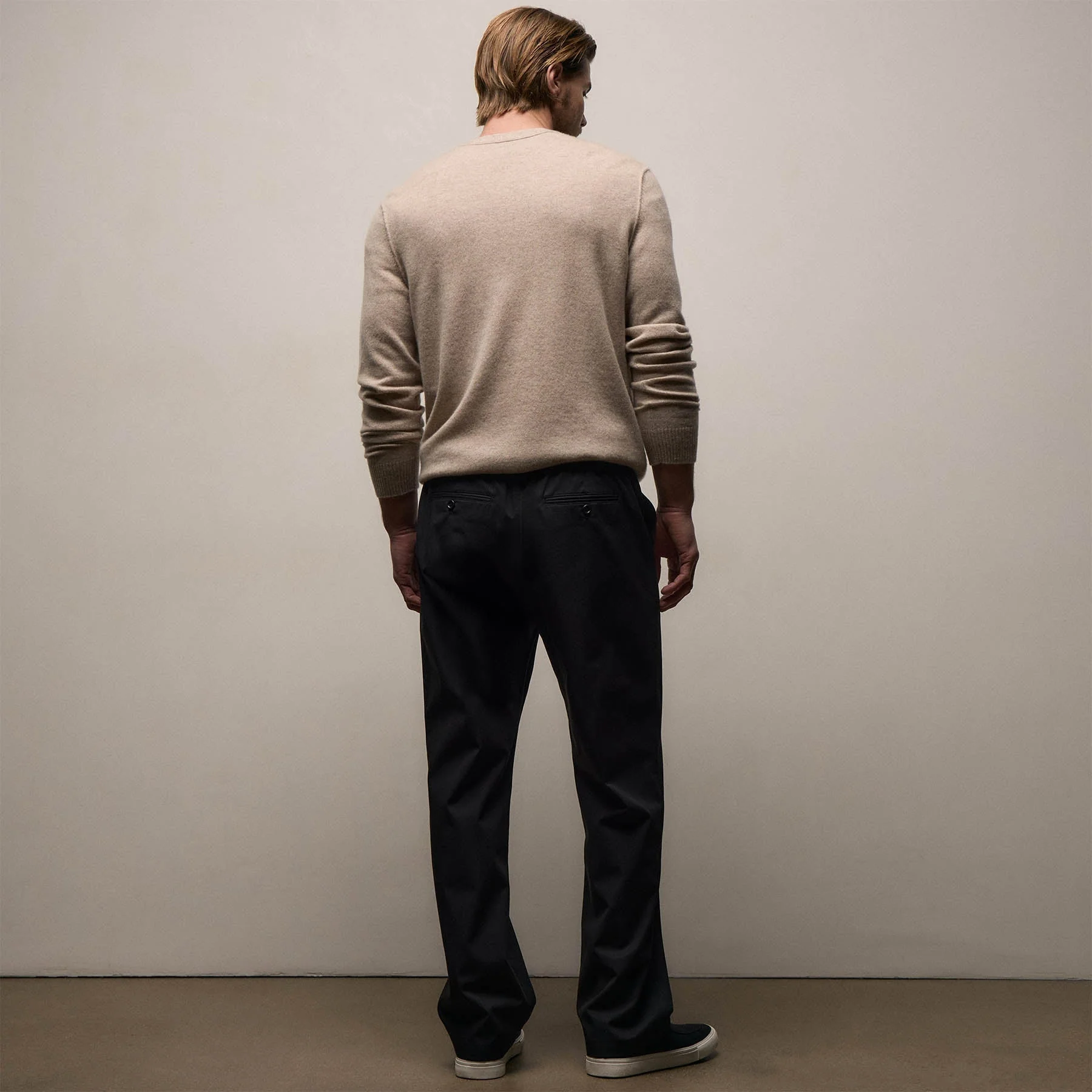 Elevated Cotton Twill Drawstring Trouser - Black - Image 6