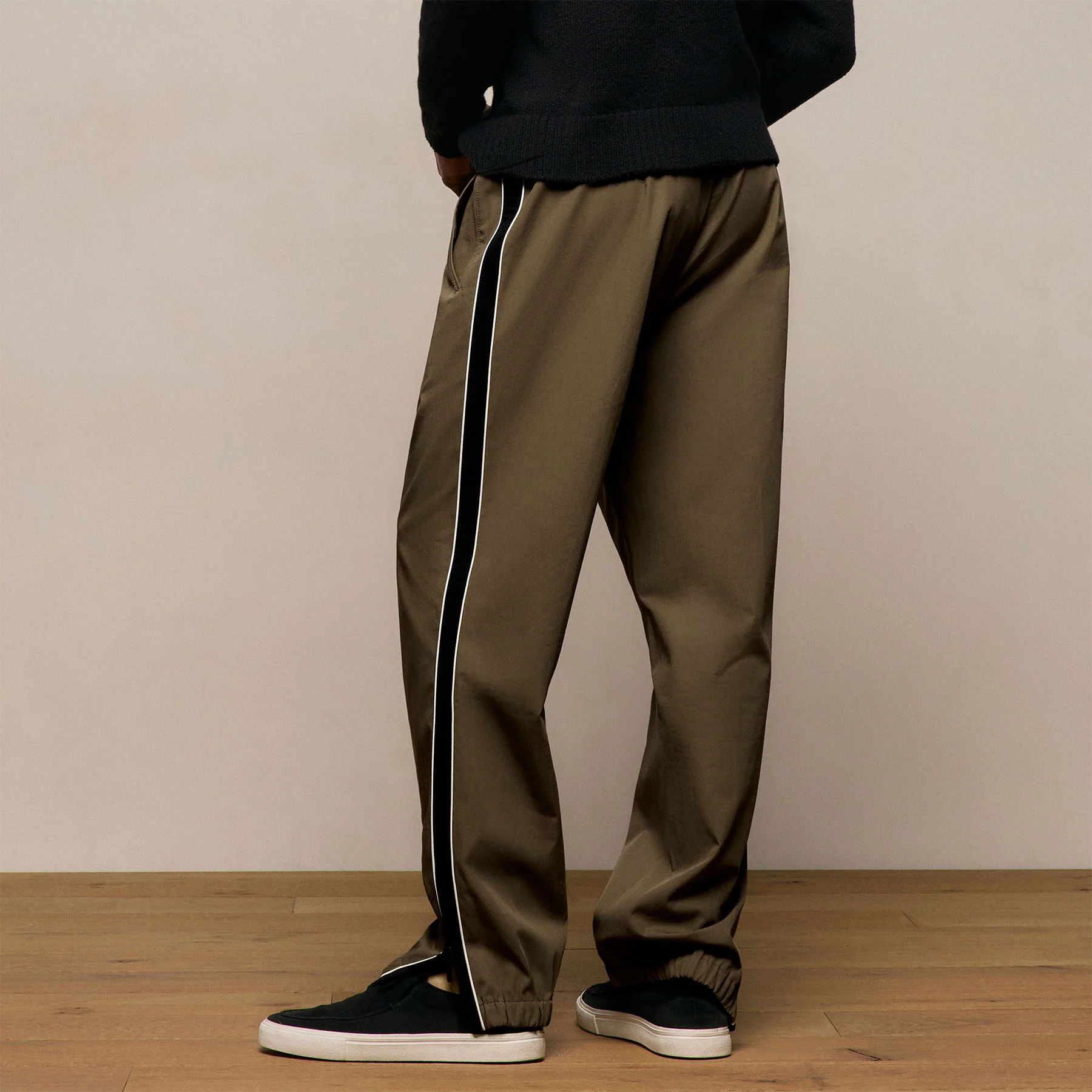 Elevated Cotton Twill Track Pant - Light Olive/Black/White - Image 5